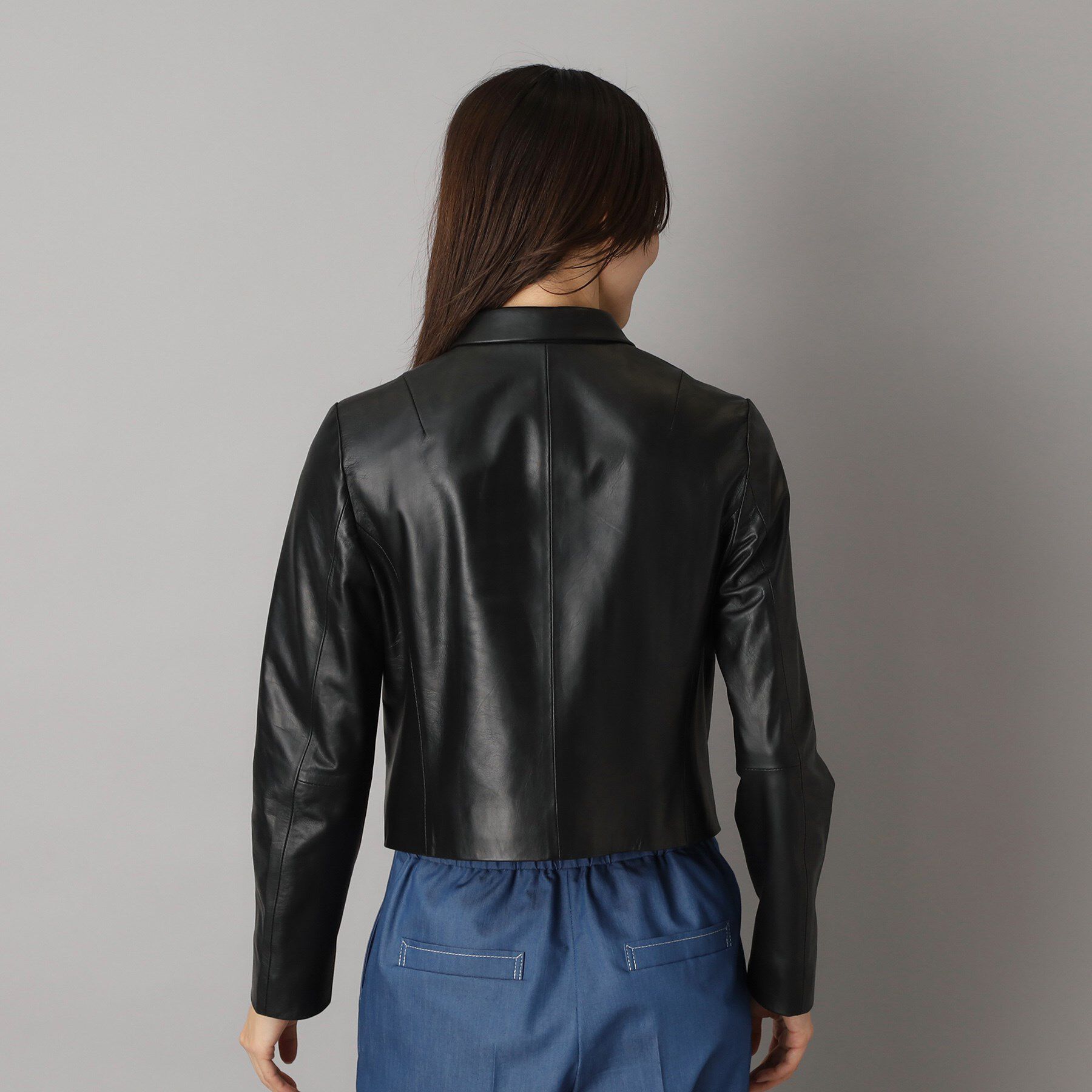 DRESSTERIOR「ラムレザーミニマルジャケット」|ブルゾン・スタジャン|