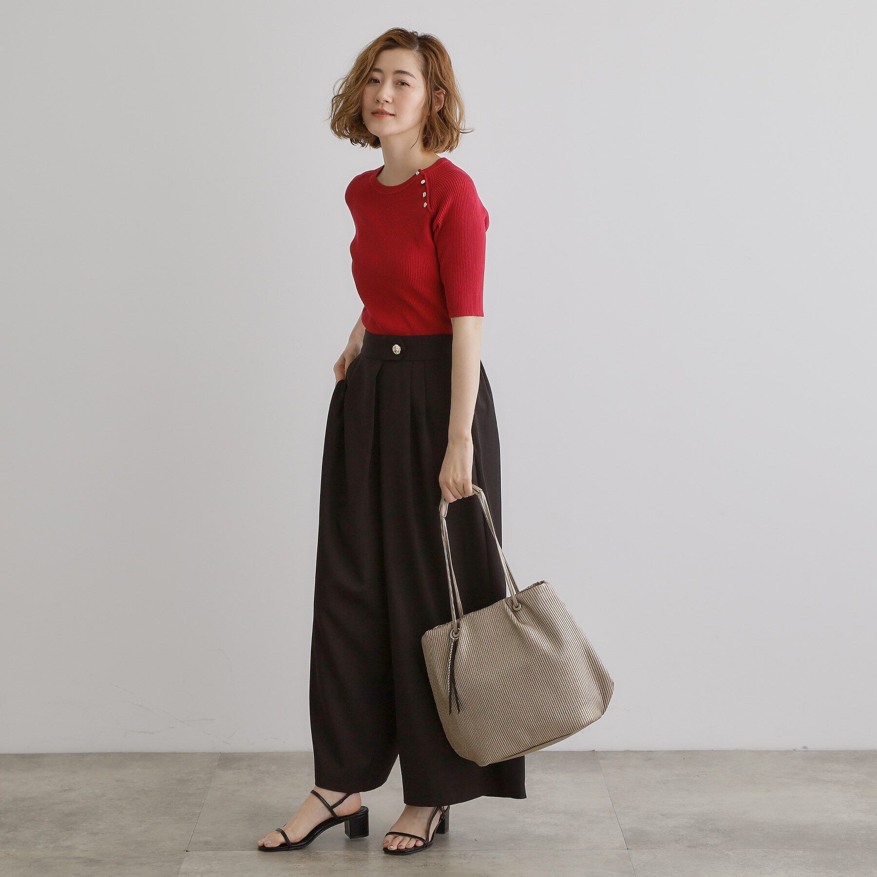 grove「プリーツハトメチャーム付きトート」|トートバッグ|