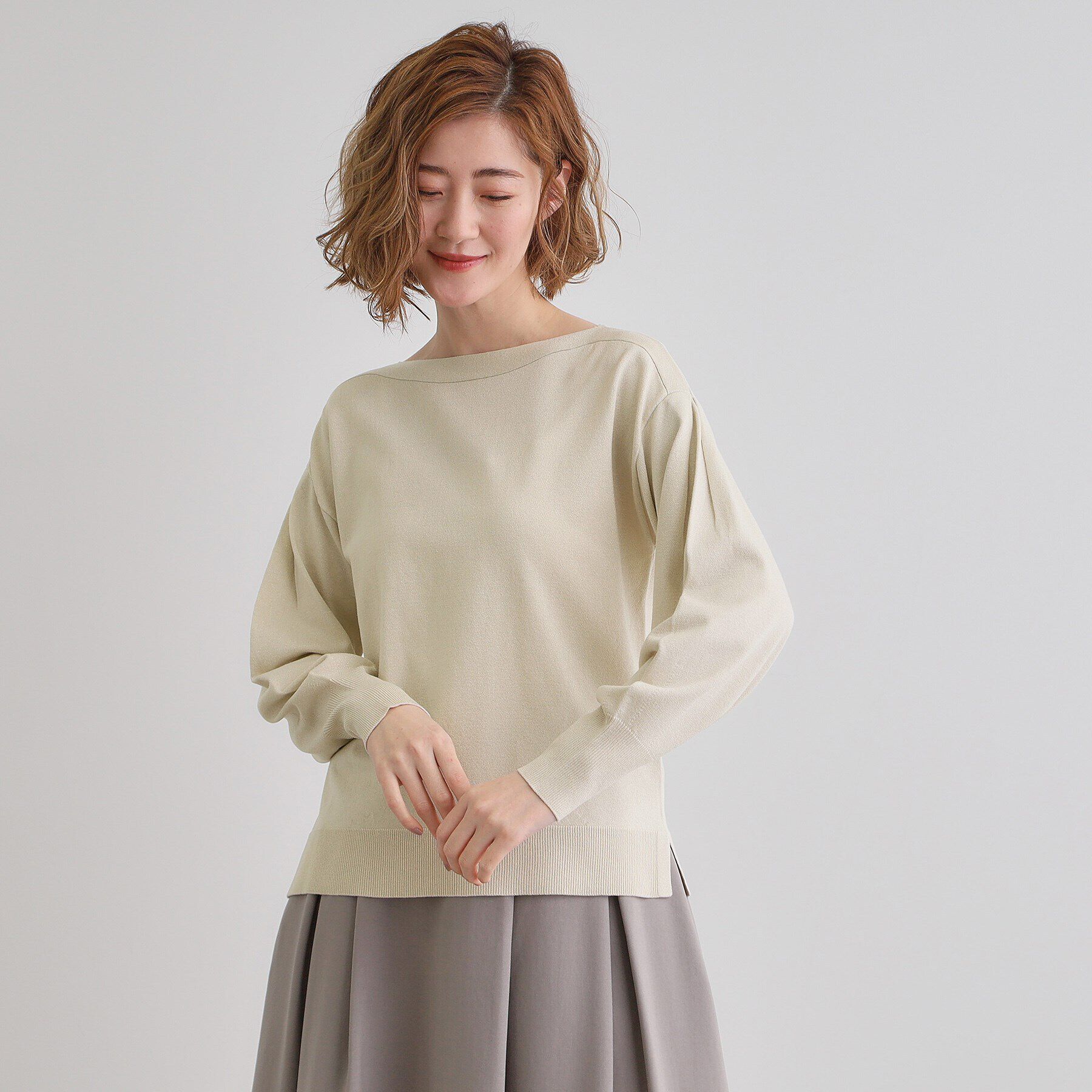 grove「袖タックラメニットプルオーバー」|Tシャツ・カットソー|オフホワイト(003