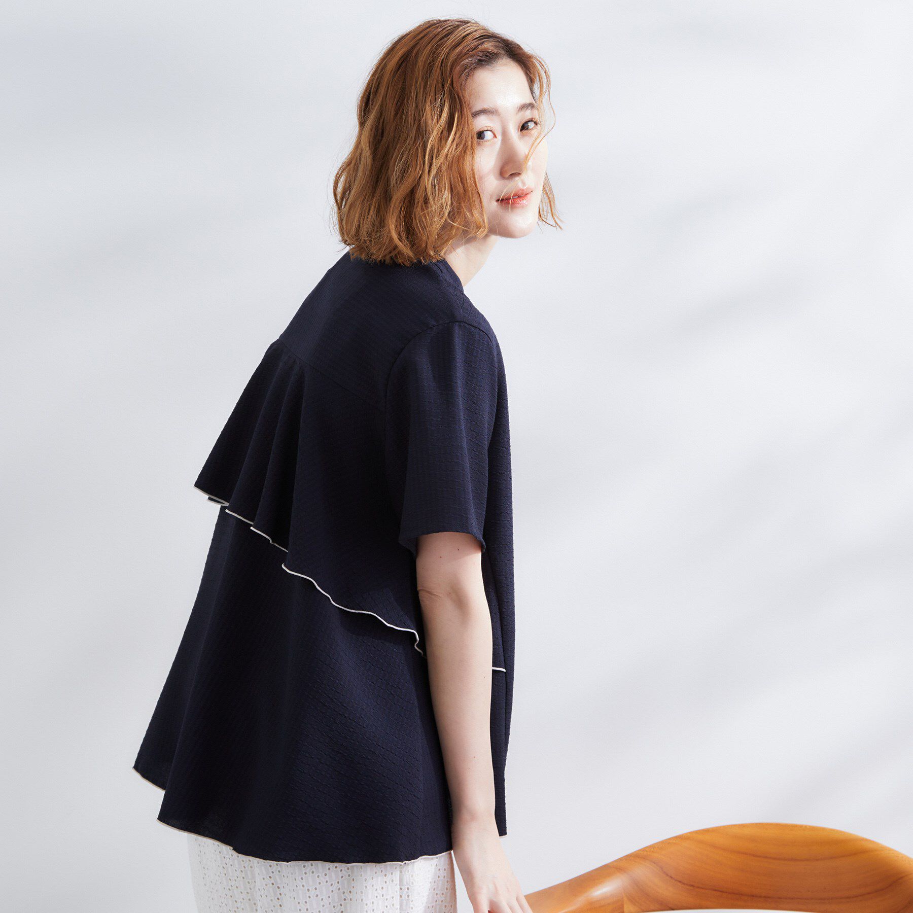 grove「【360&deg;抜かりない】ストライプアソートバックフレアブラウス」|シャツ・ブラウス|