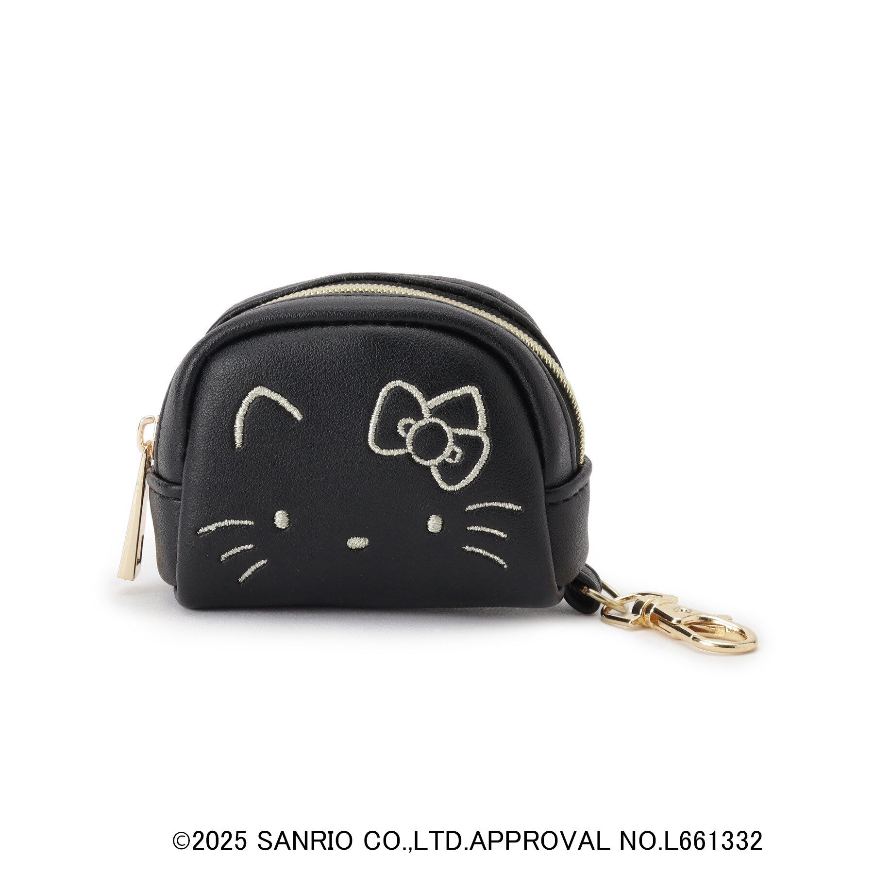 grove「【ハローキティ】フェイス刺繍チャームポーチ」|ポーチ|ブラック(019)