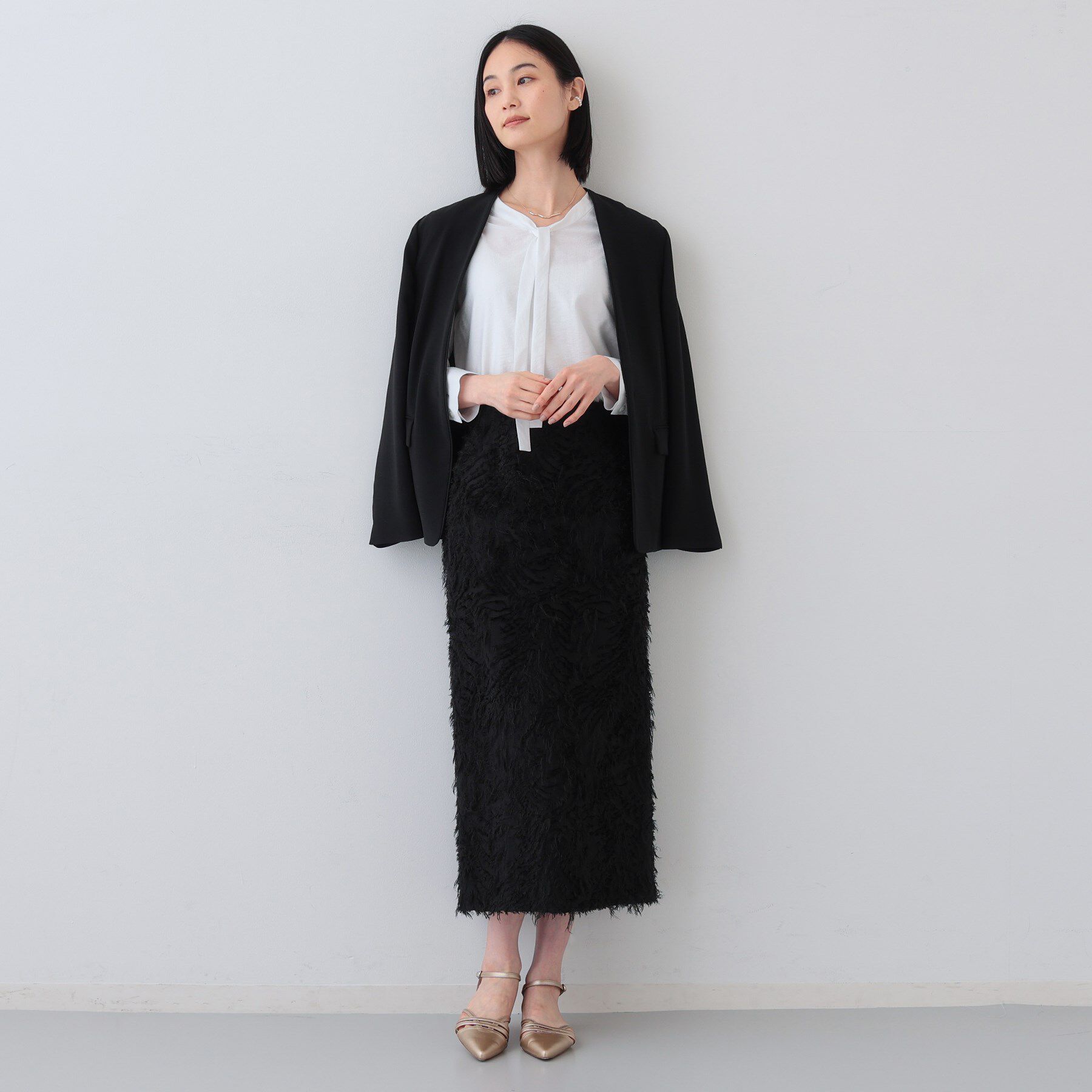 INDIVI「【洗える】ストライプドビー ボウタイブラウス」|シャツ・ブラウス|