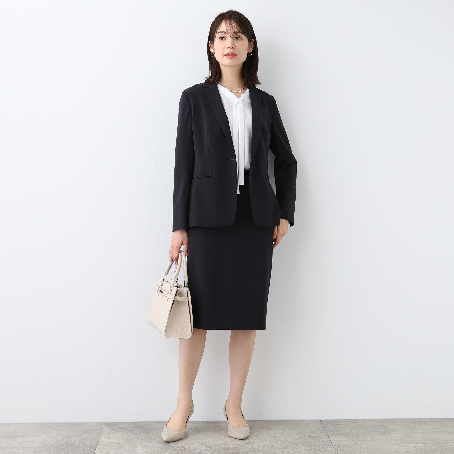 INDIVI「【洗える】ストライプドビー ボウタイブラウス」|シャツ・ブラウス|