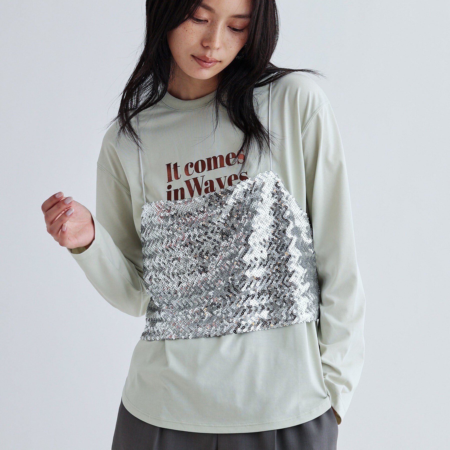 GALLEST「スパンコールビスチェ」|キャミソール|シルバー(006)