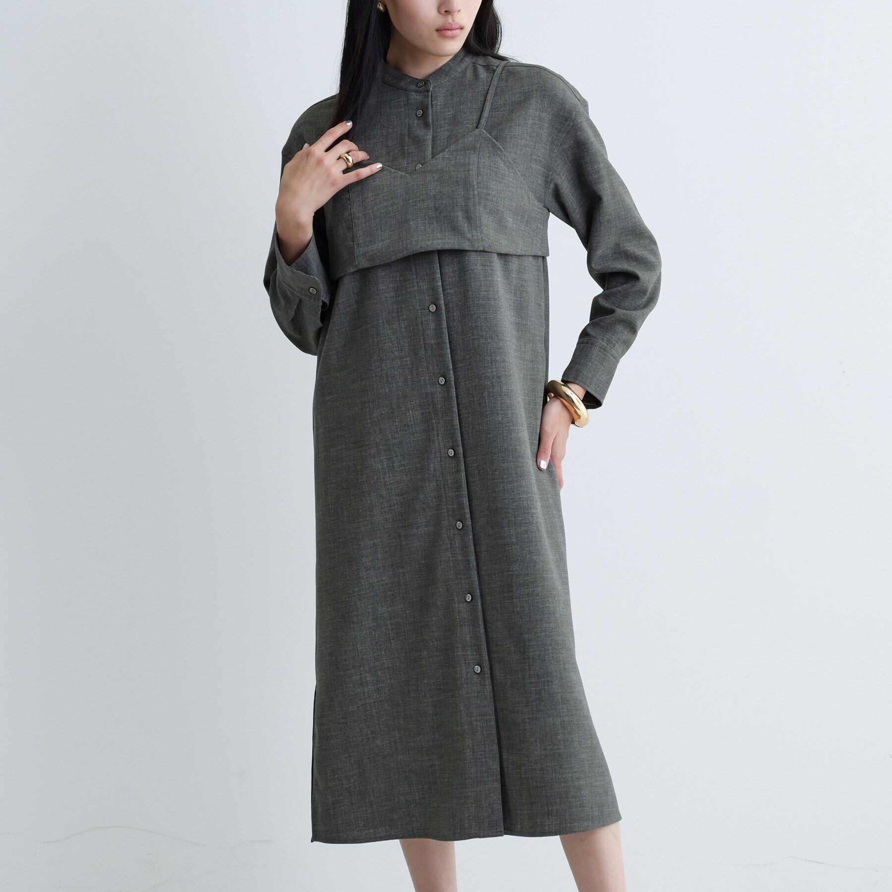 GALLEST「【セレモニー/オケージョン/通勤】ビスチェセットシャツドレス【2WAY】」|ワンピース|