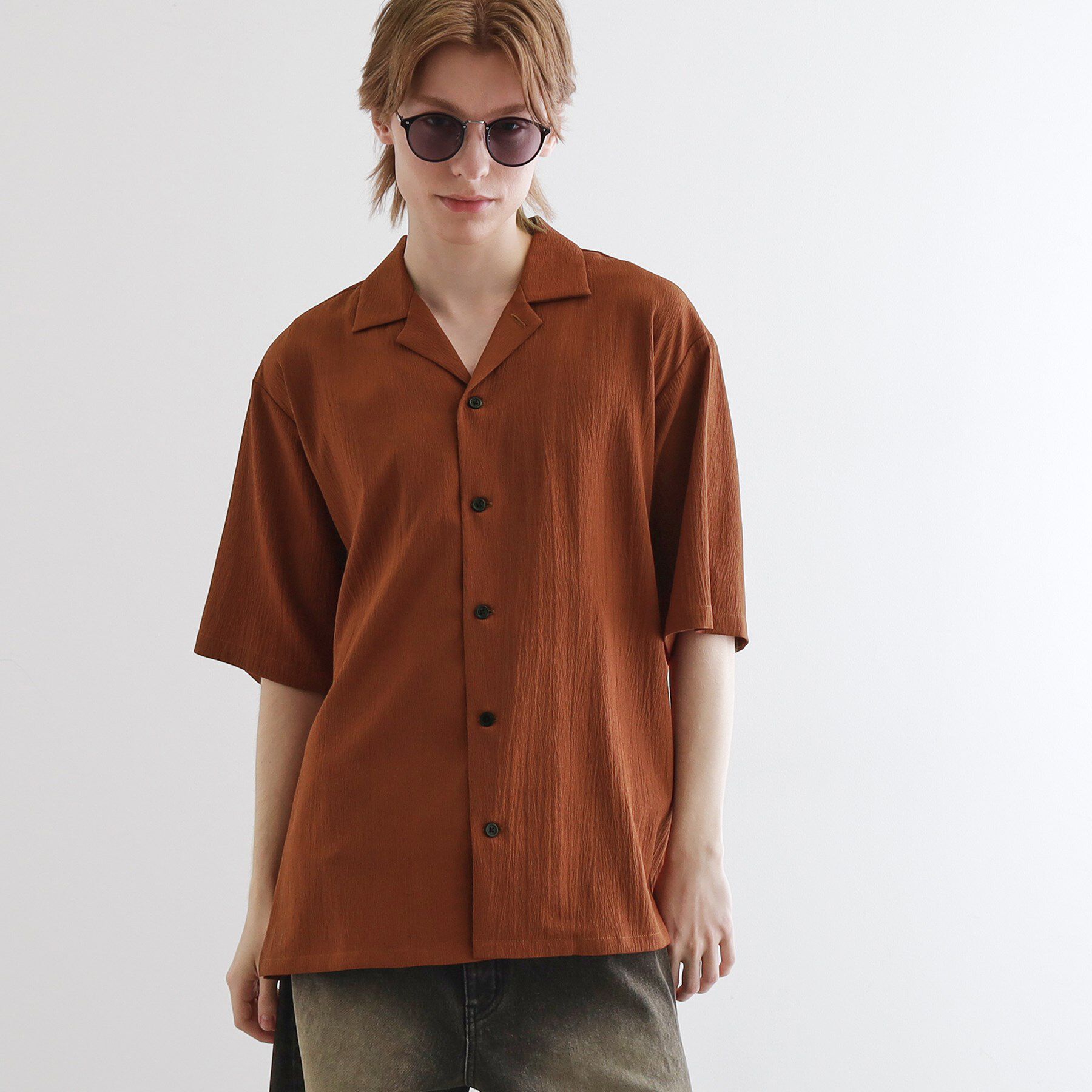 tk.TAKEO KIKUCHI「楊柳オープンカラーシャツ」|シャツ・ブラウス|