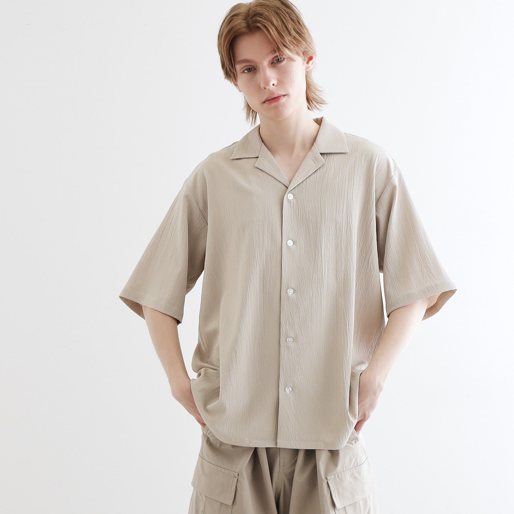 tk.TAKEO KIKUCHI「楊柳オープンカラーシャツ」|シャツ・ブラウス|