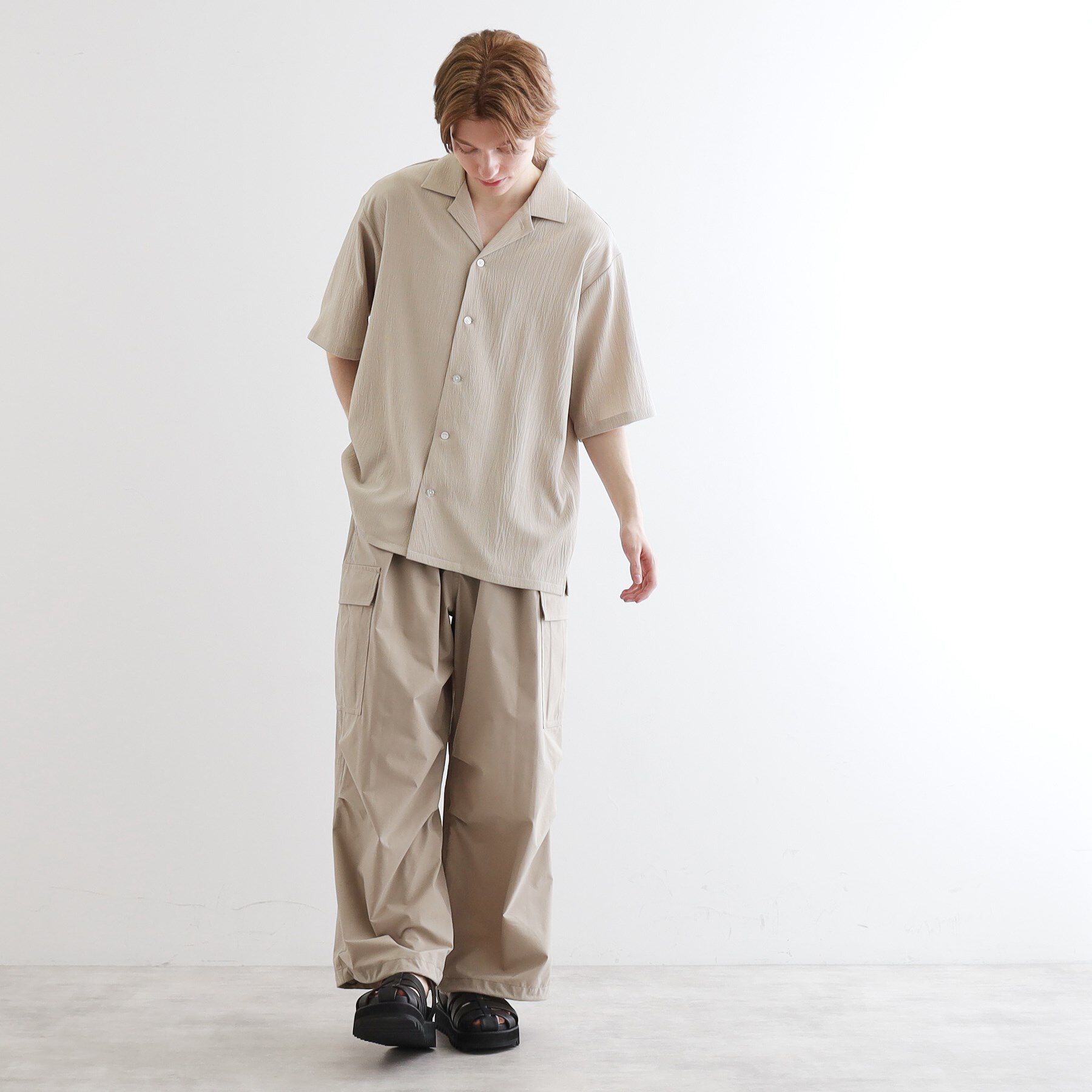 tk.TAKEO KIKUCHI「楊柳オープンカラーシャツ」|シャツ・ブラウス|