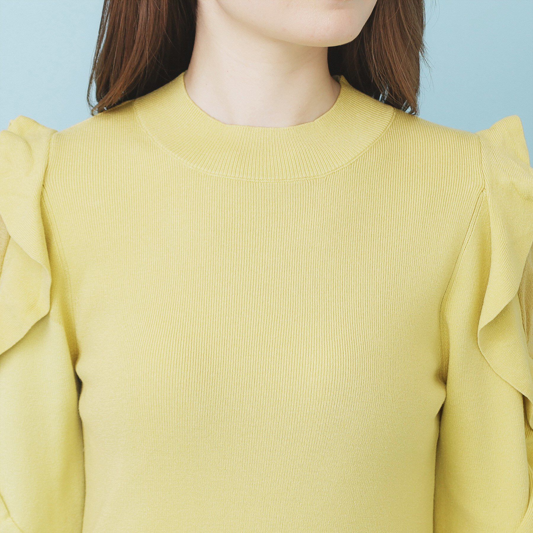 index「ハイネックシアーフリルスリーブニット【洗濯機OK/抗ピル】」|ニット・セーター|