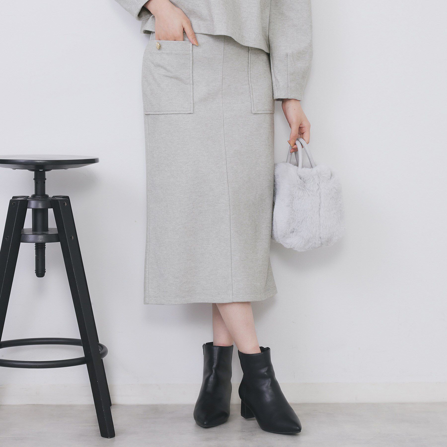 index「ストレッチナロータイトスカート【洗濯機OK/抗ピル】」|スカート|グレー(012)
