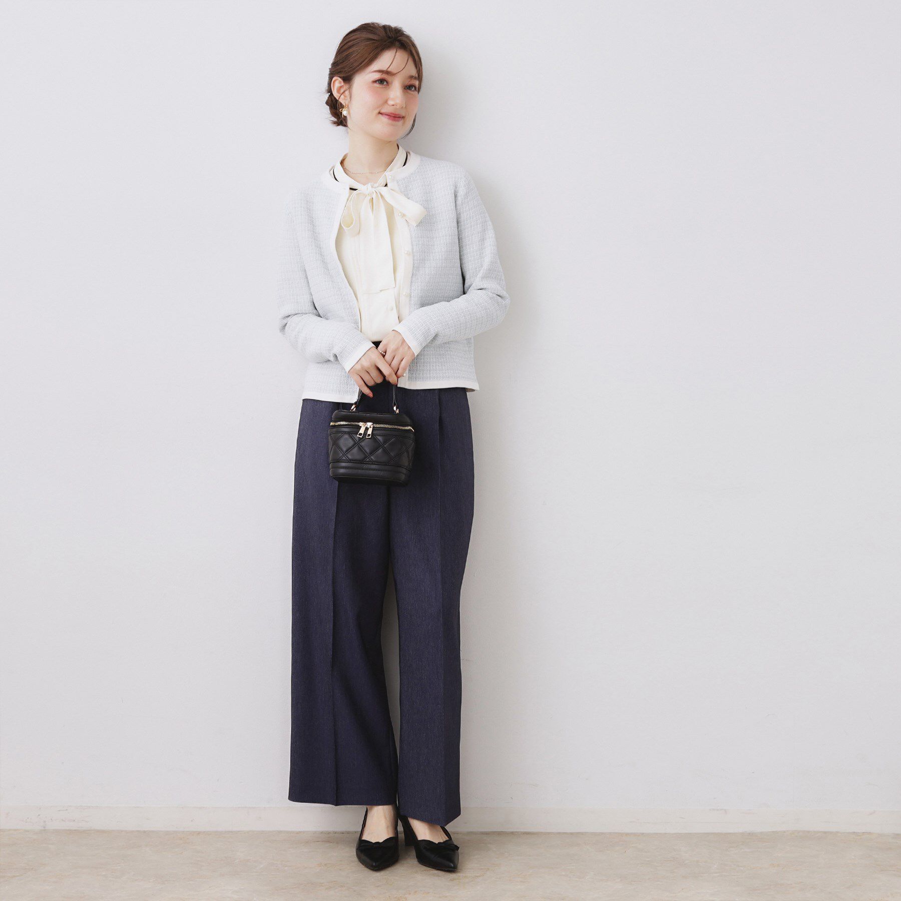 Couture broach「【ハレの日・通勤】配色タックタイブラウス」|シャツ・ブラウス|