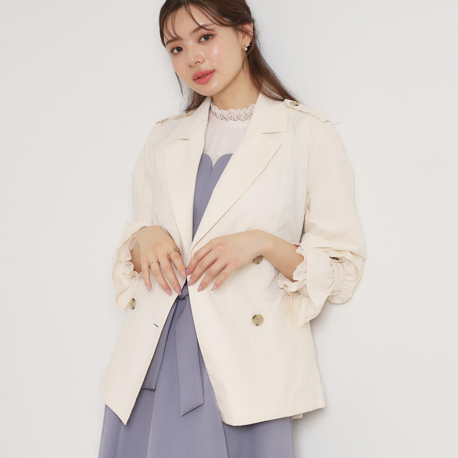 Couture broach「【撥水・洗える】ハーフ トレンチコート」|トレンチコート|アイボリー(004)