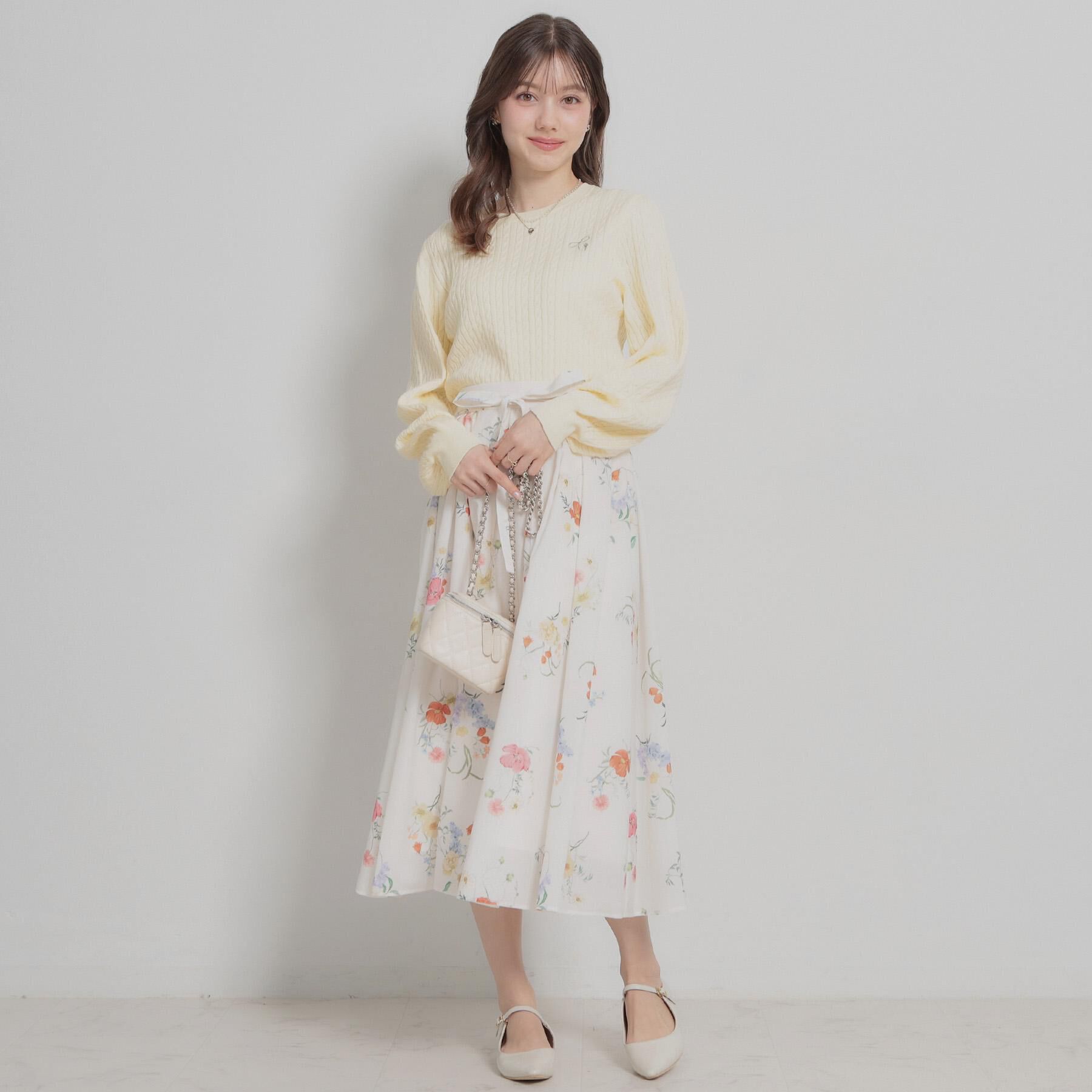 Couture broach「【洗える】リボンエンブロ細ケーブルニット」|ニット・セーター|