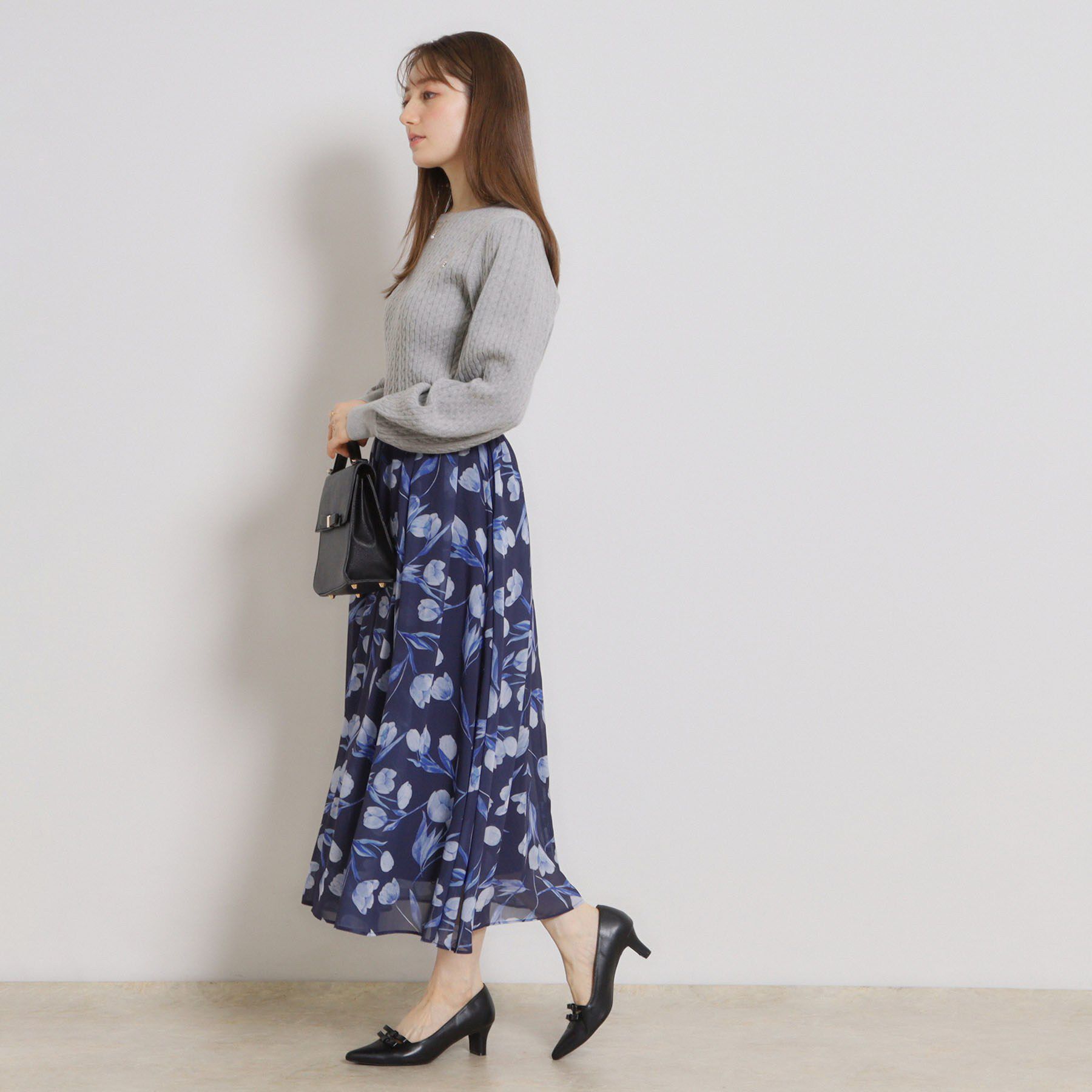 Couture broach「【洗える】リボンエンブロ細ケーブルニット」|ニット・セーター|