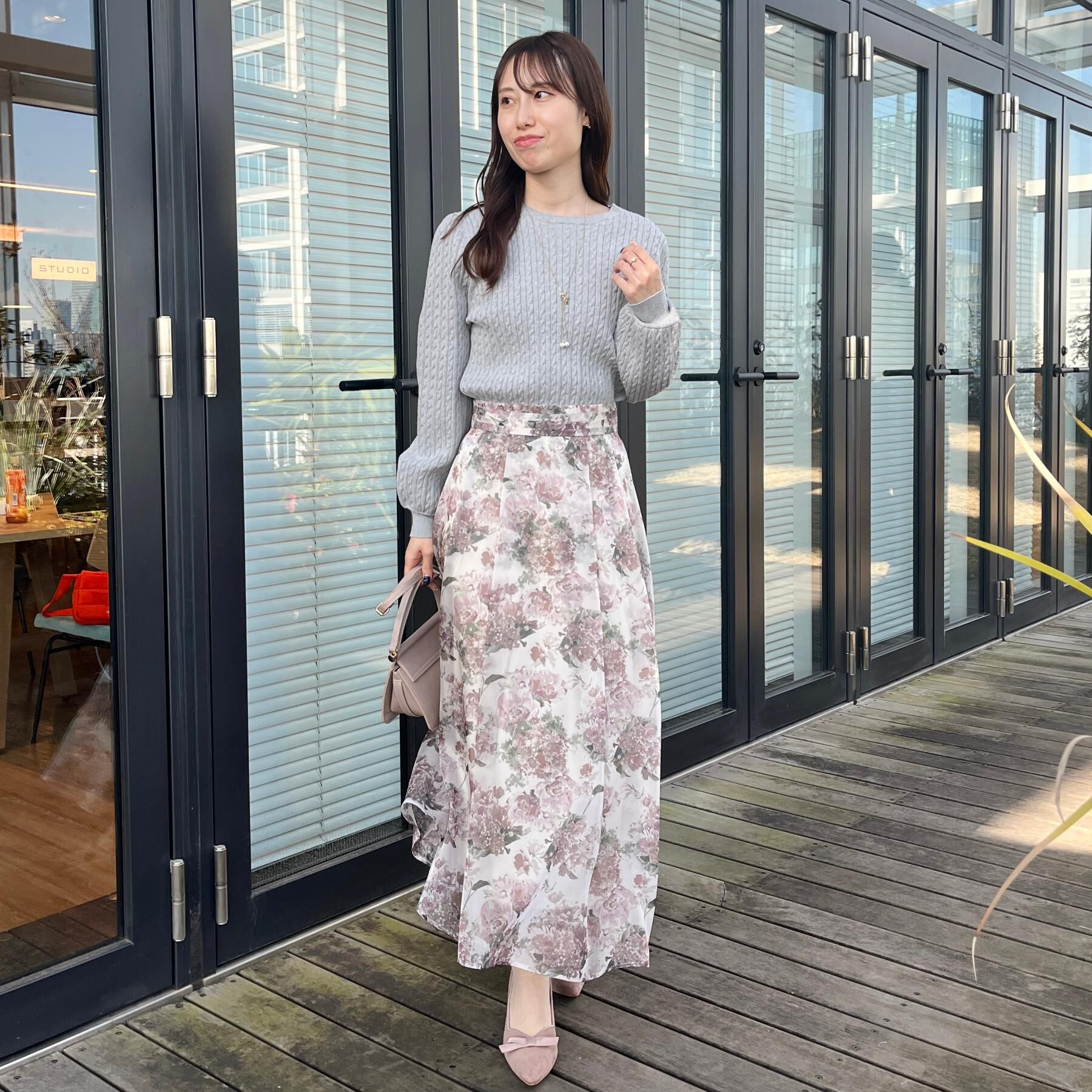 Couture broach「【洗える】リボンエンブロ細ケーブルニット」|ニット・セーター|