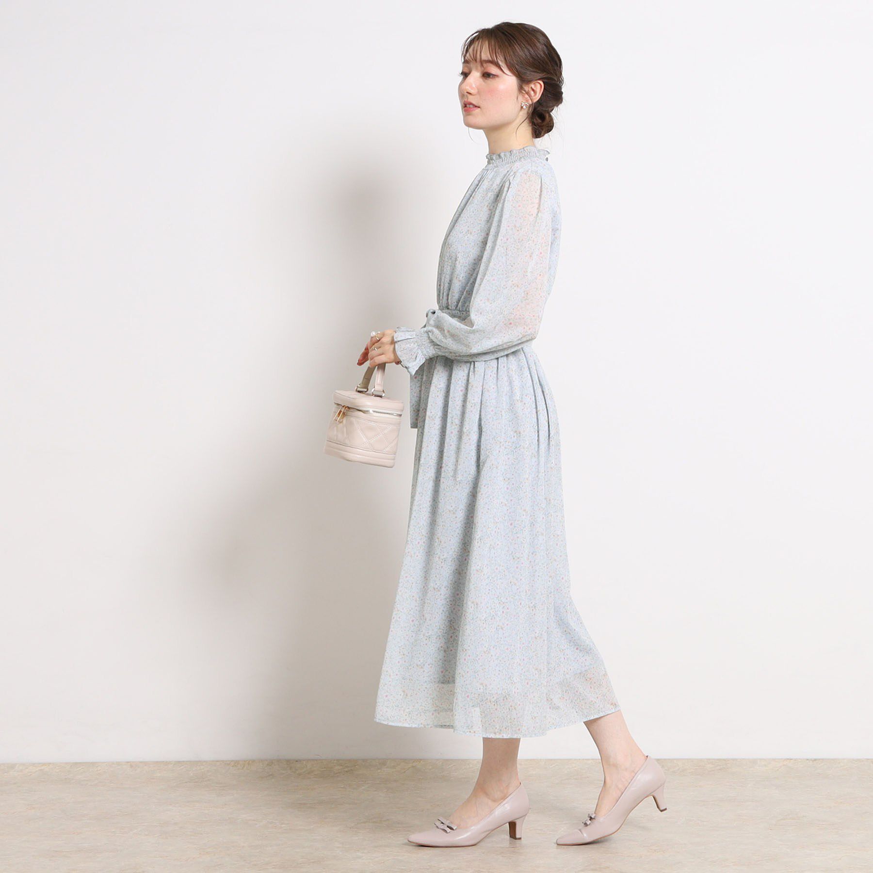 Couture broach「【洗える・着映え】楊柳小花シャーリングワンピース」|ワンピース|