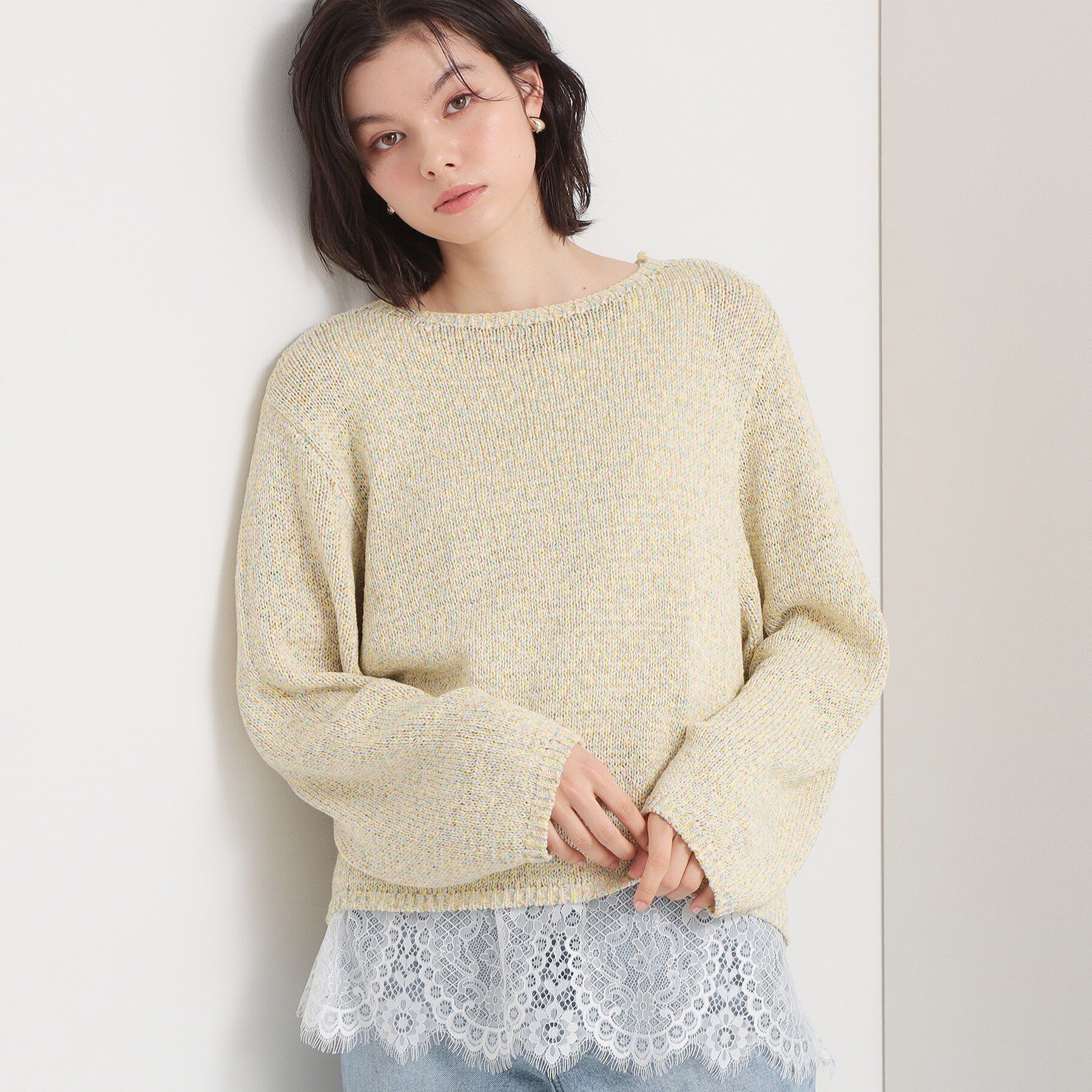 THE SHOP TK「MIXカラーで軽やかに テープヤーンニット」|ニット・セーター|イエロー(431)