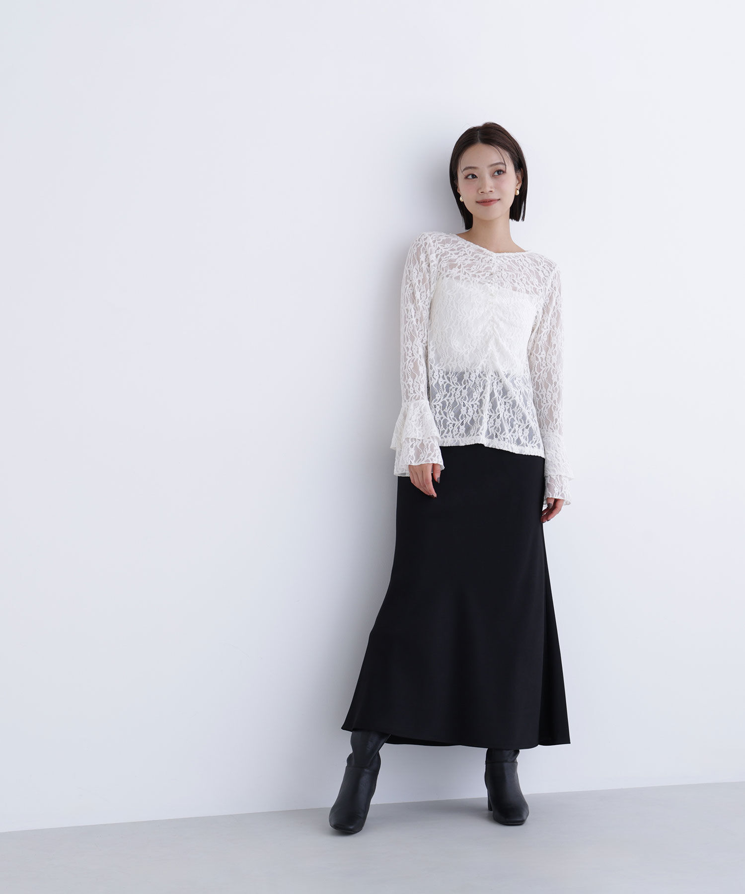  「起毛レースフレアカフストップス」|シャツ・ブラウス|