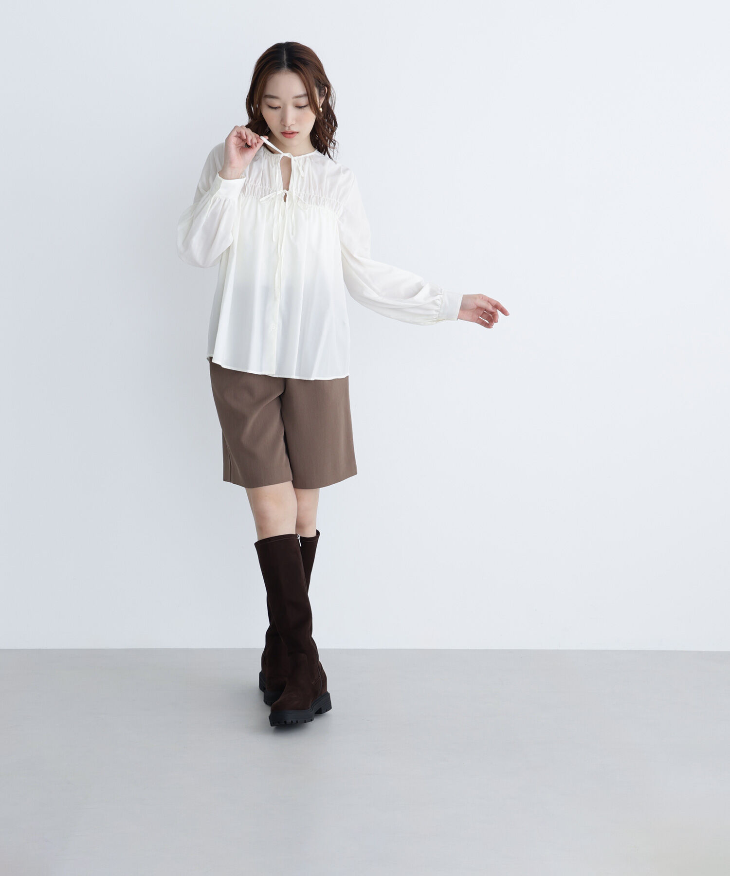  「リボンギャザーブラウス」|シャツ・ブラウス|