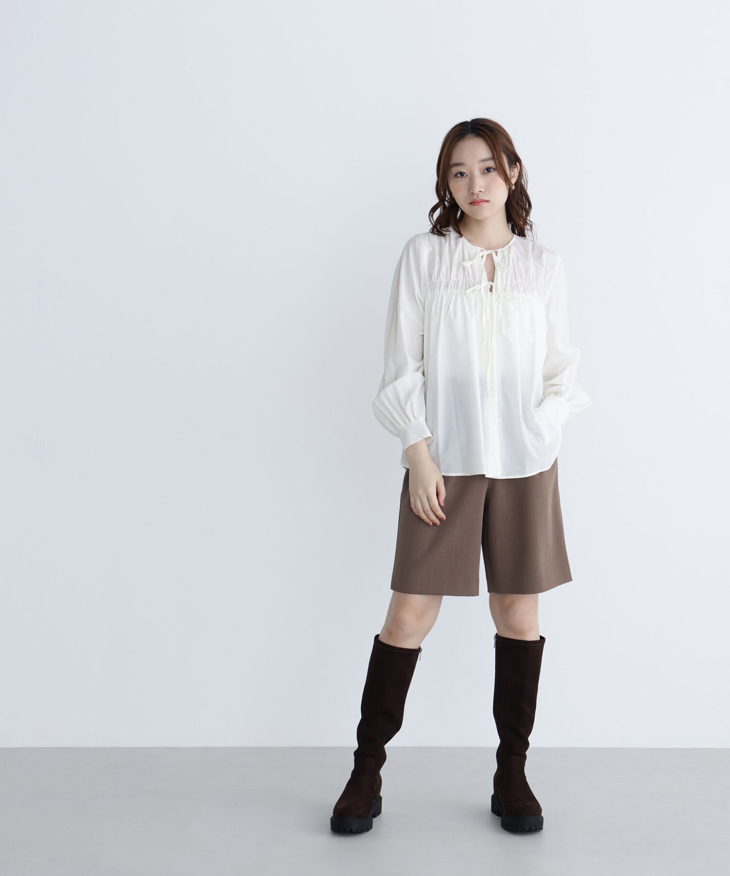  「リボンギャザーブラウス」|シャツ・ブラウス|