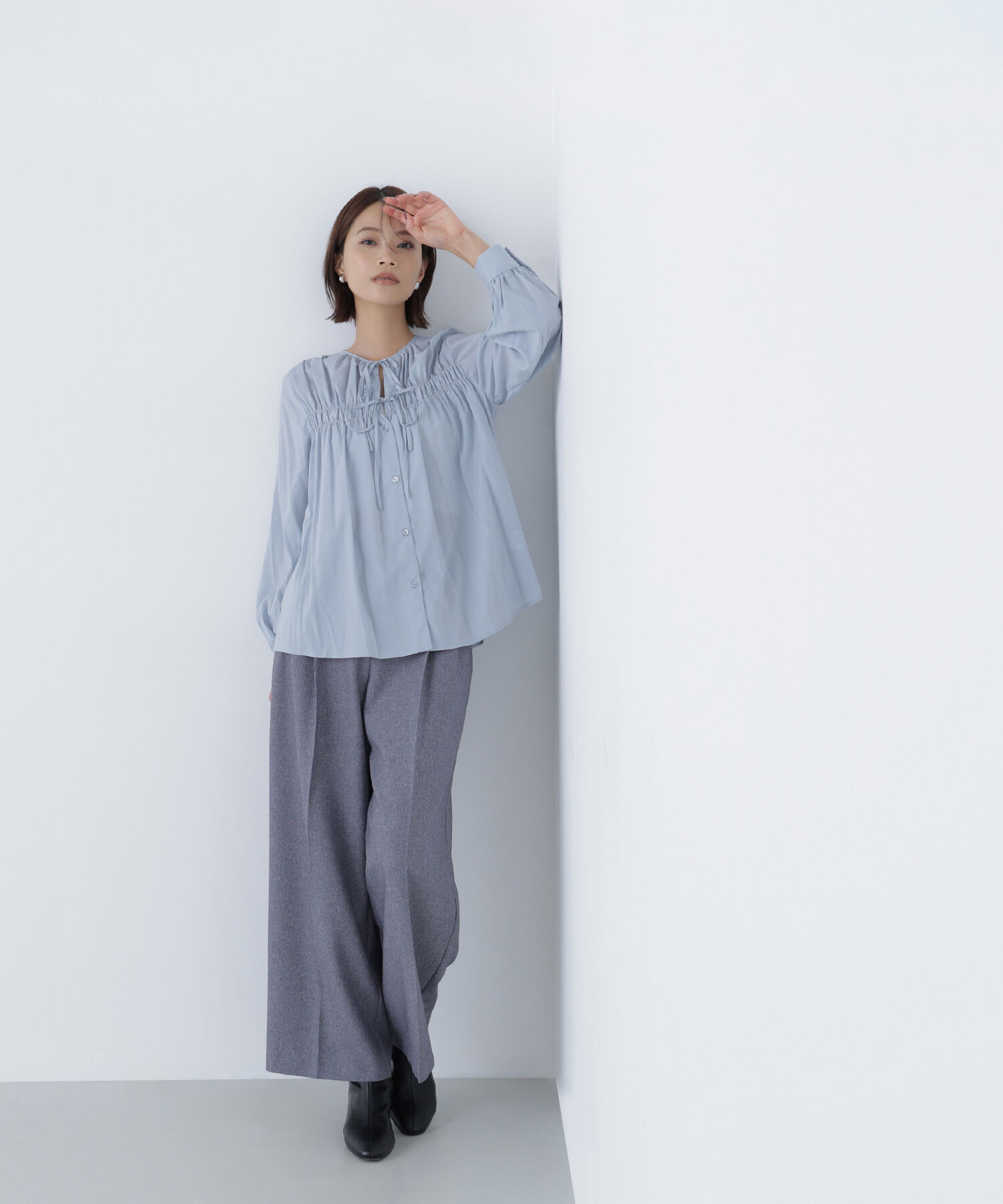  「リボンギャザーブラウス」|シャツ・ブラウス|