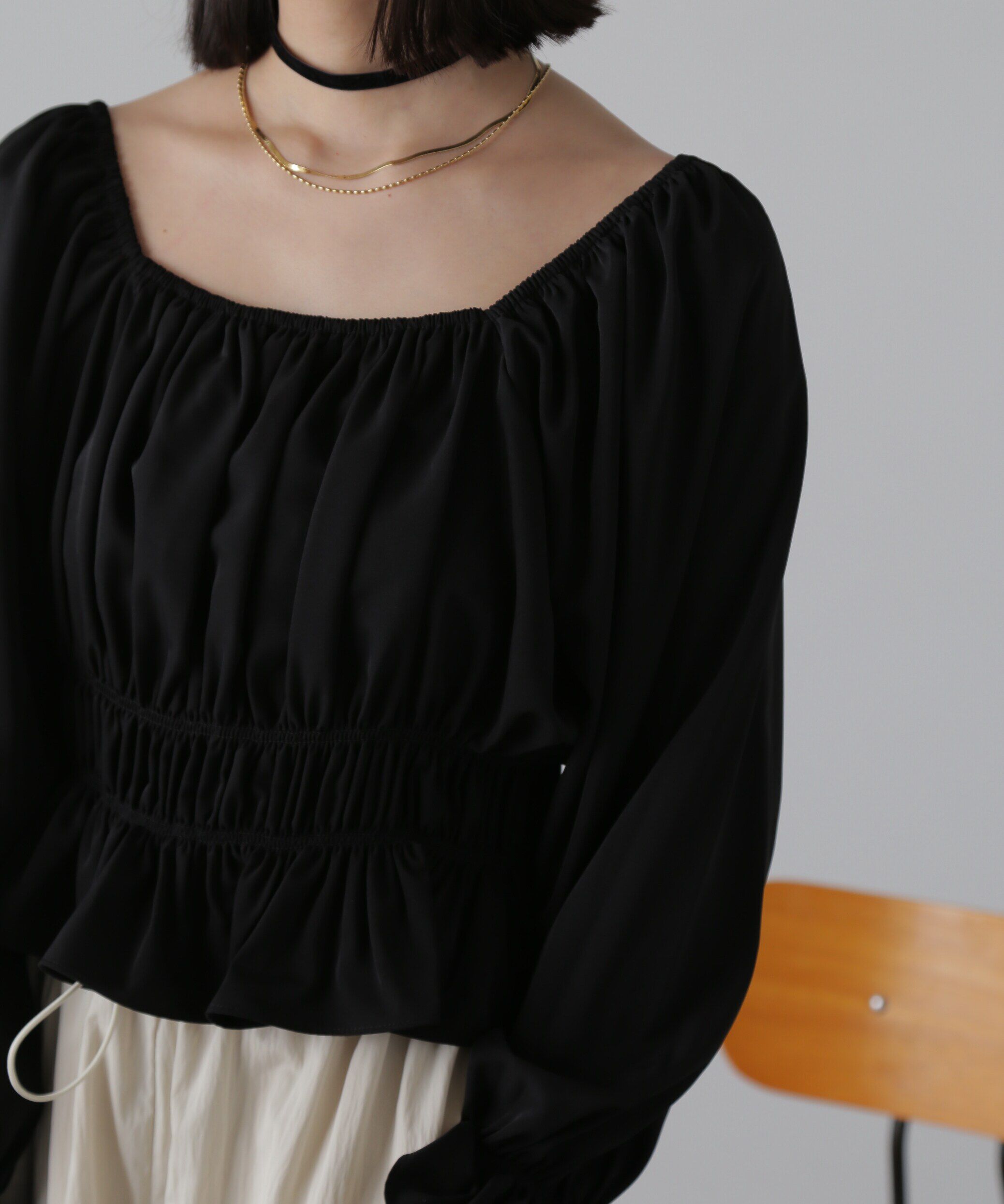  「スクエアネックシャーリングブラウス」|シャツ・ブラウス|