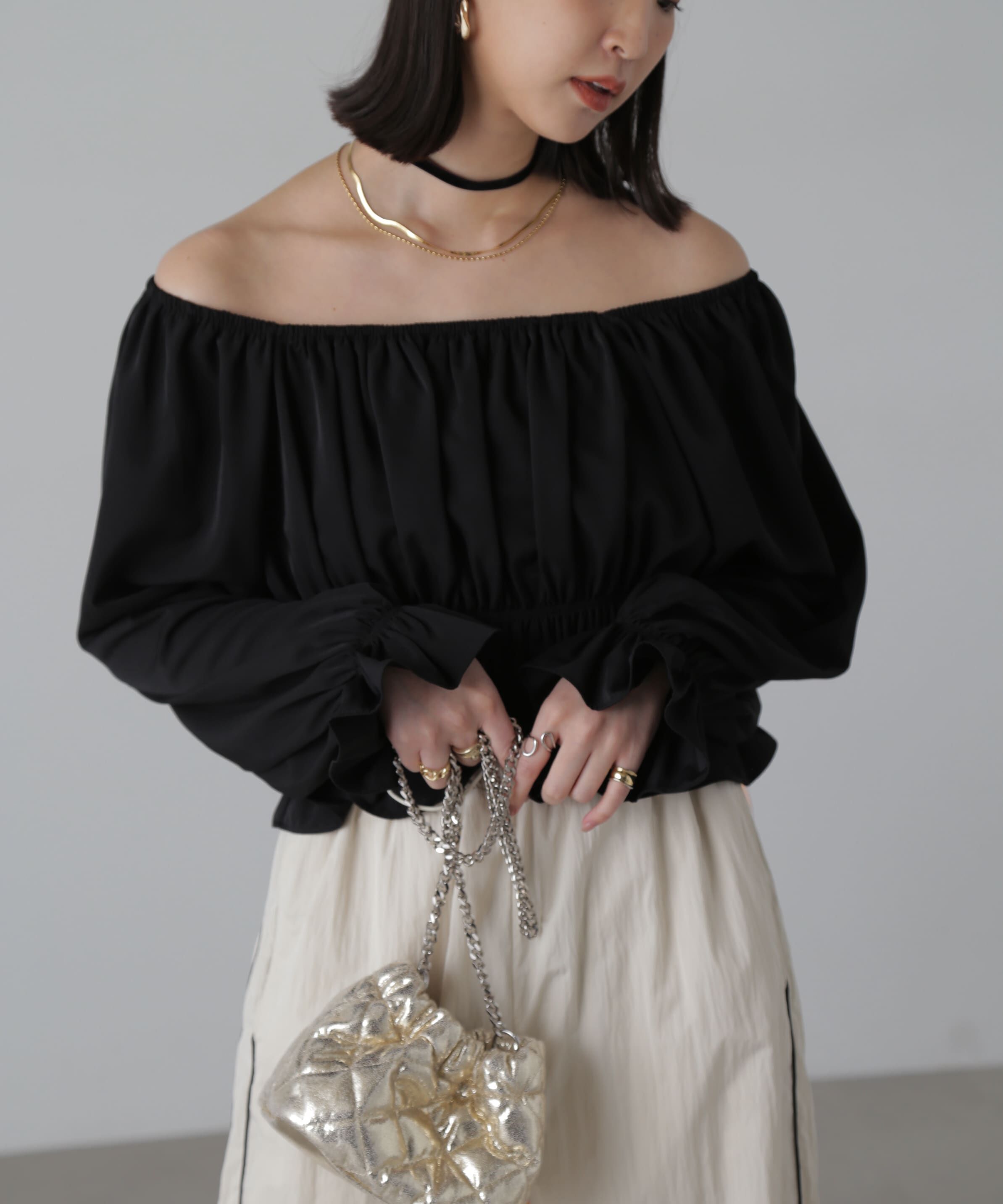  「スクエアネックシャーリングブラウス」|シャツ・ブラウス|