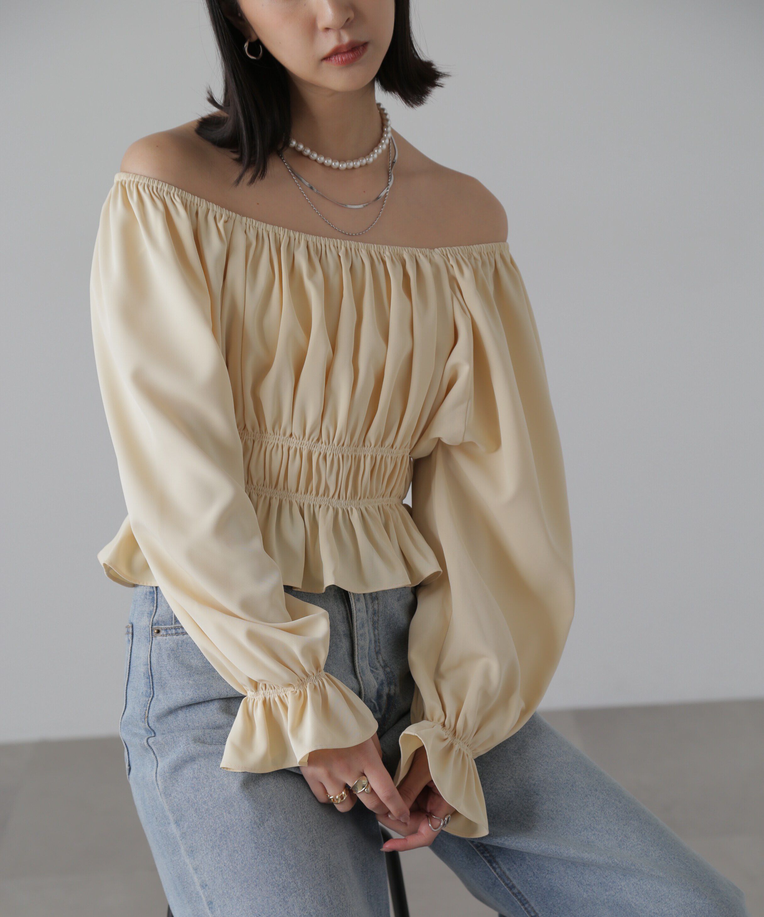  「スクエアネックシャーリングブラウス」|シャツ・ブラウス|
