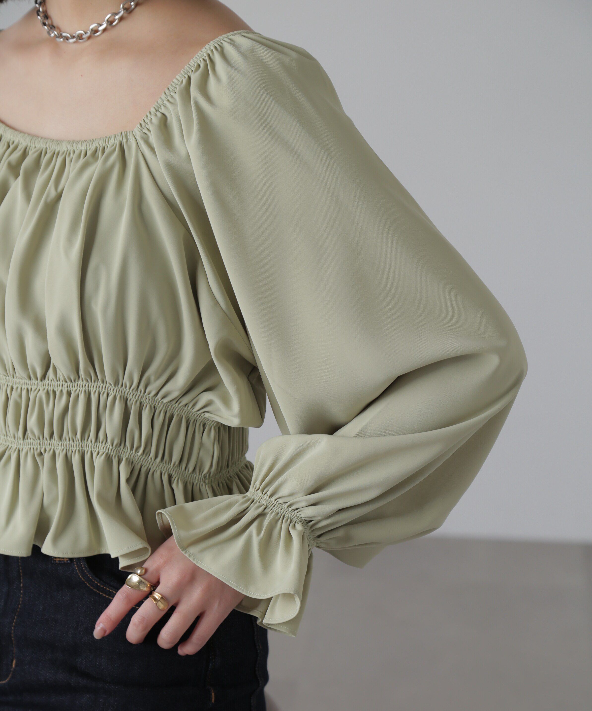  「スクエアネックシャーリングブラウス」|シャツ・ブラウス|