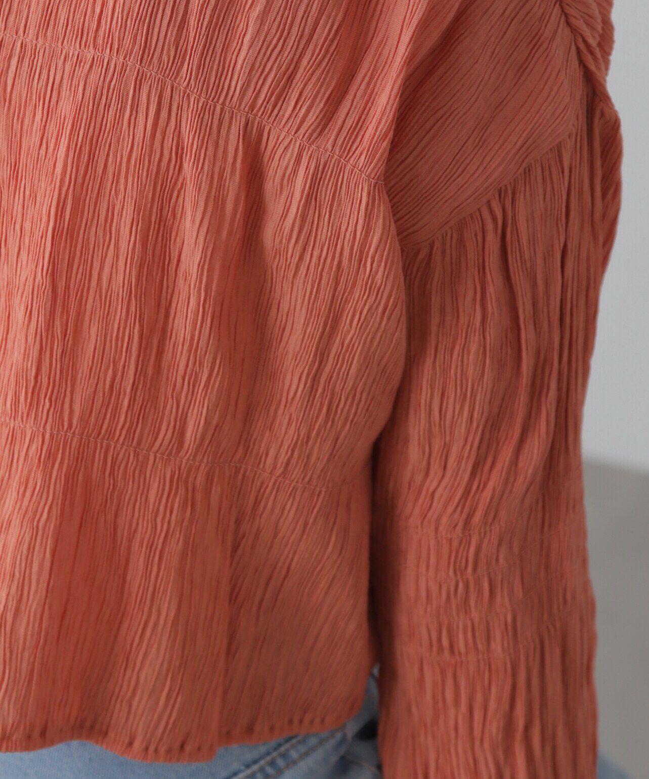  「シアーギャザー前開き短丈ブラウス」|シャツ・ブラウス|