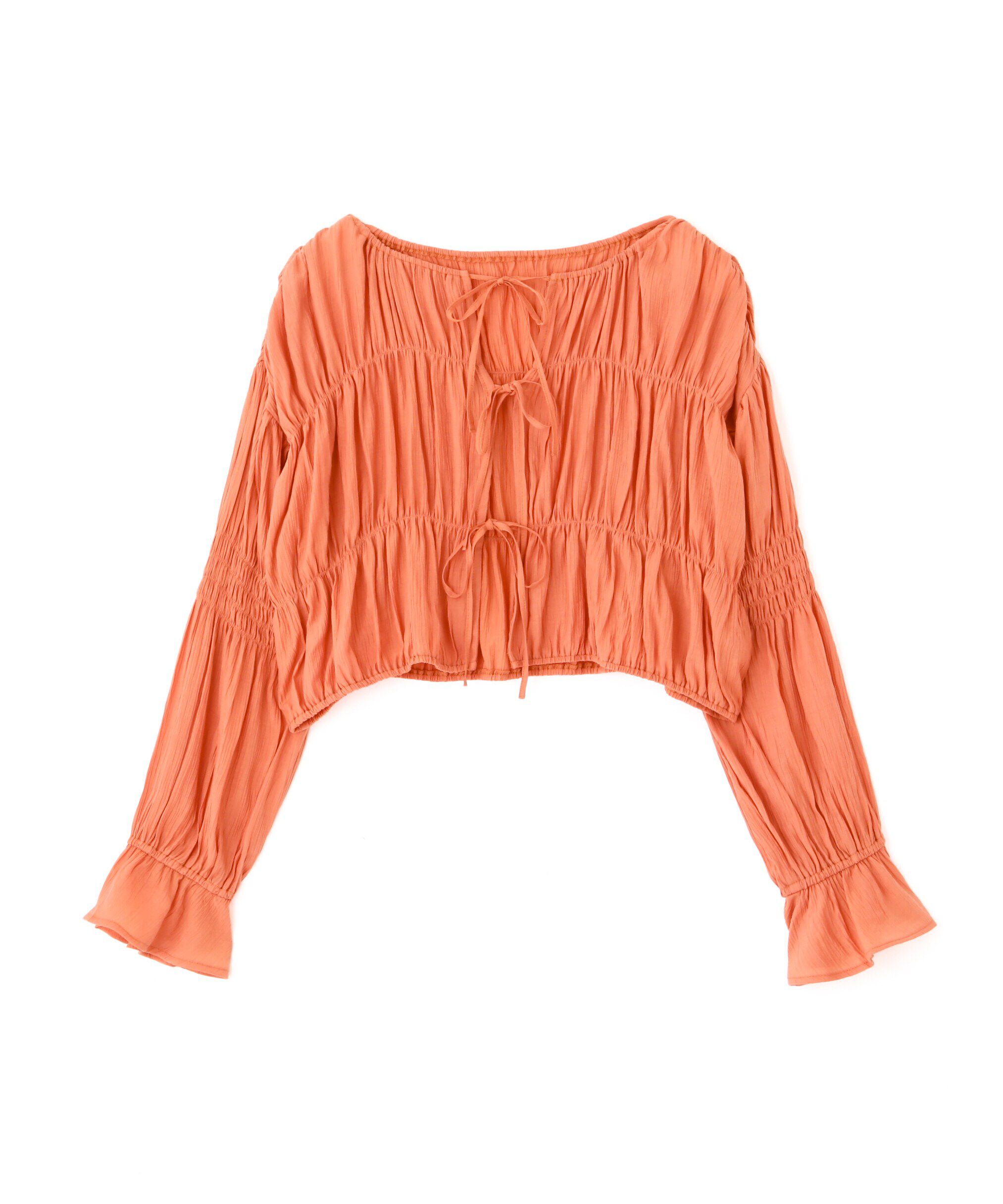  「シアーギャザー前開き短丈ブラウス」|シャツ・ブラウス|