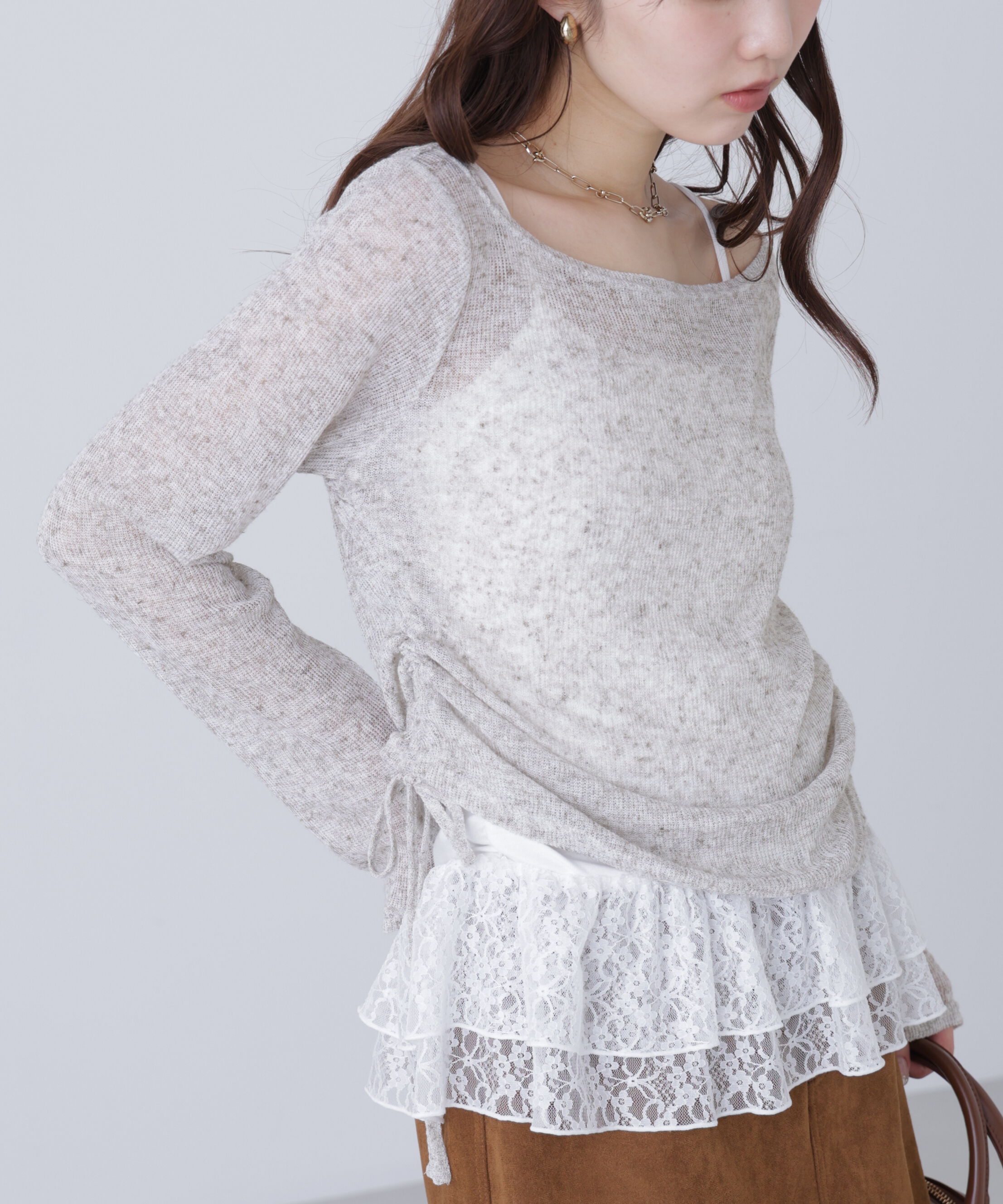  「メランジドロストレースティアードキャミセット」|Tシャツ・カットソー|