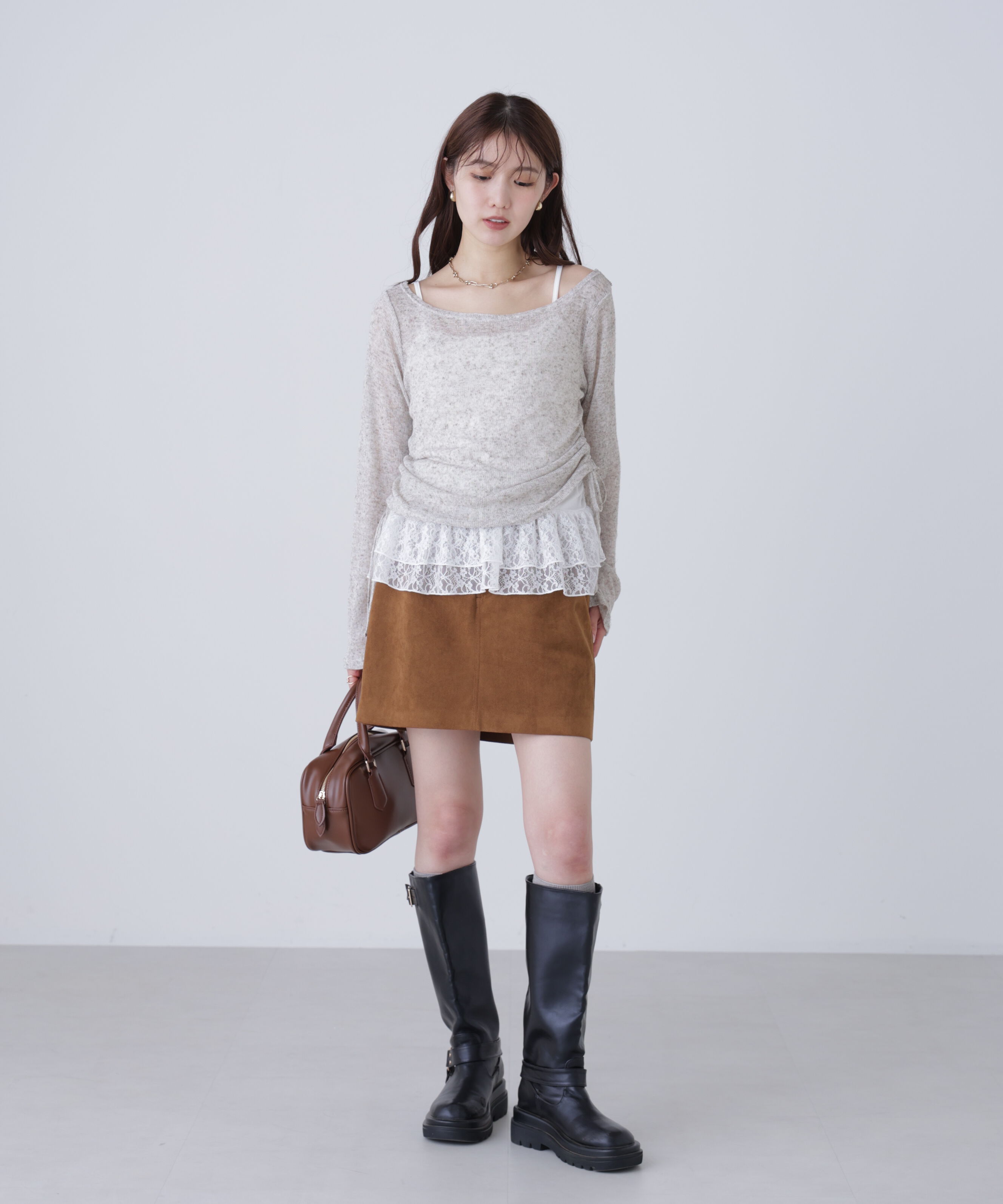  「メランジドロストレースティアードキャミセット」|Tシャツ・カットソー|