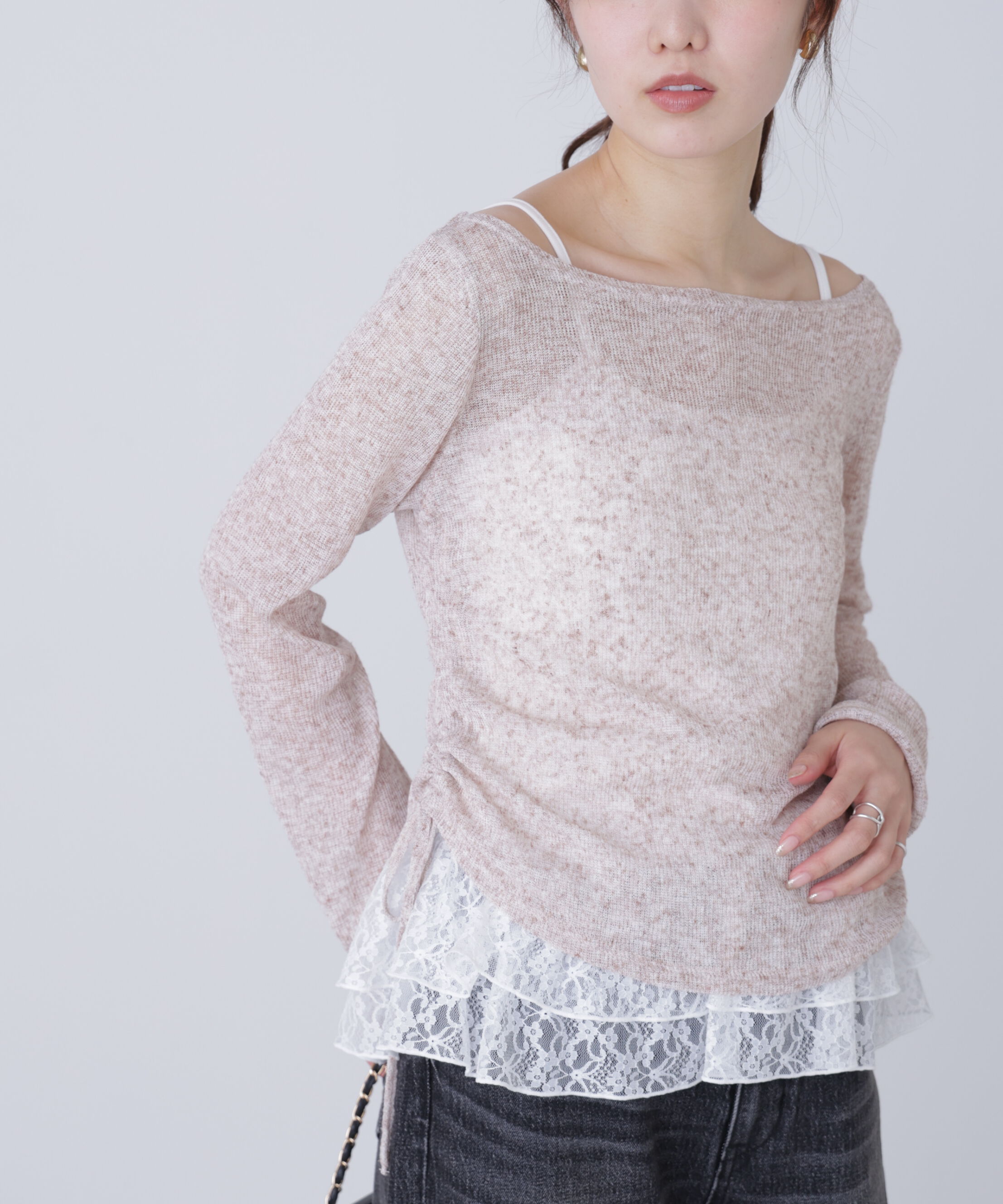  「メランジドロストレースティアードキャミセット」|Tシャツ・カットソー|