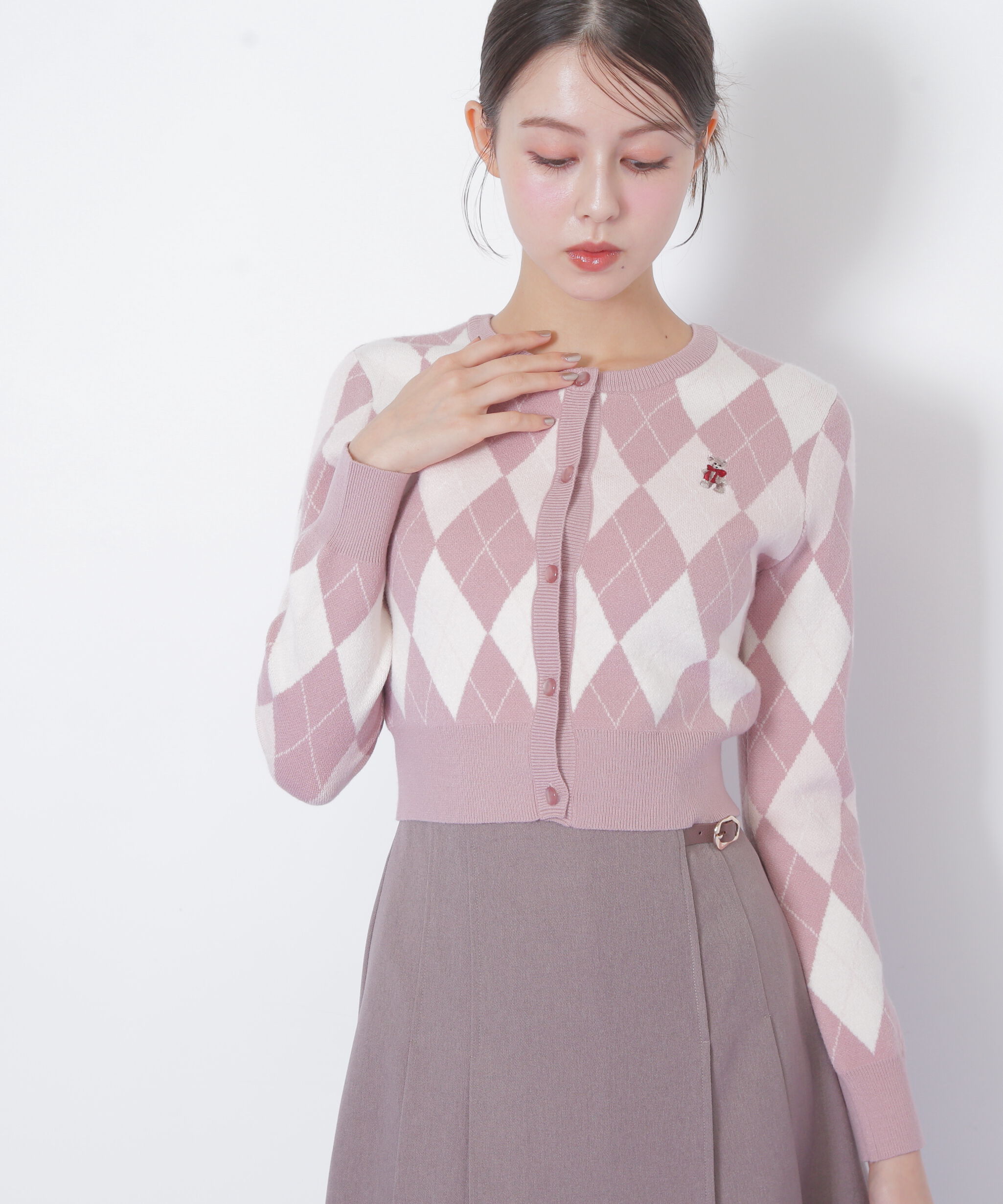  「＜ＢＥＡＲシリーズ＞アーガイルカーディガン」|ニット・セーター|