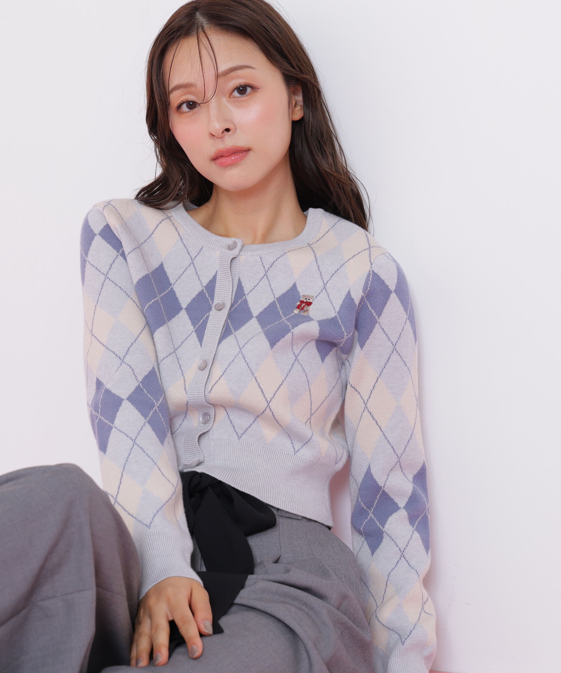  「＜ＢＥＡＲシリーズ＞アーガイルカーディガン」|ニット・セーター|