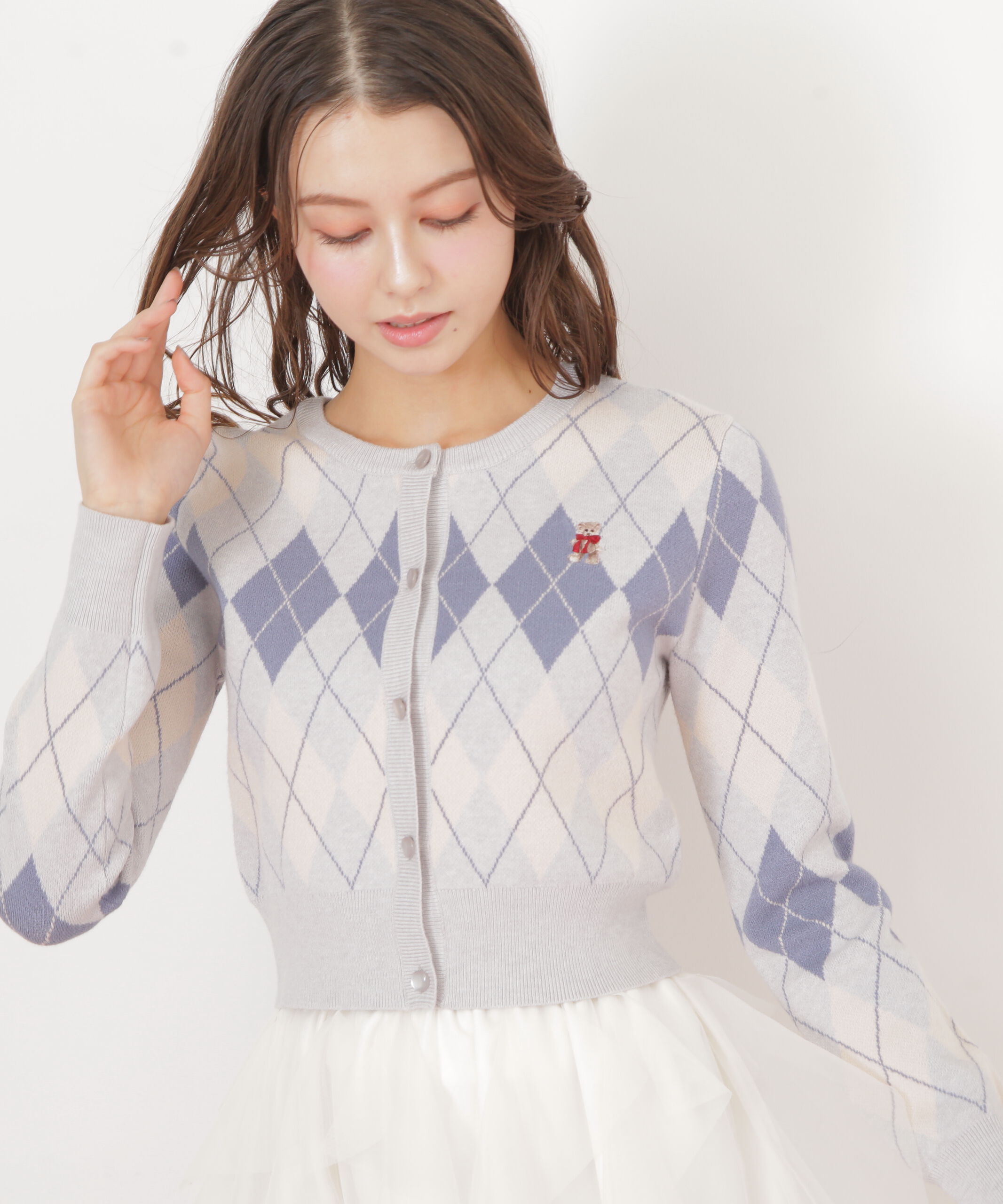  「＜ＢＥＡＲシリーズ＞アーガイルカーディガン」|ニット・セーター|