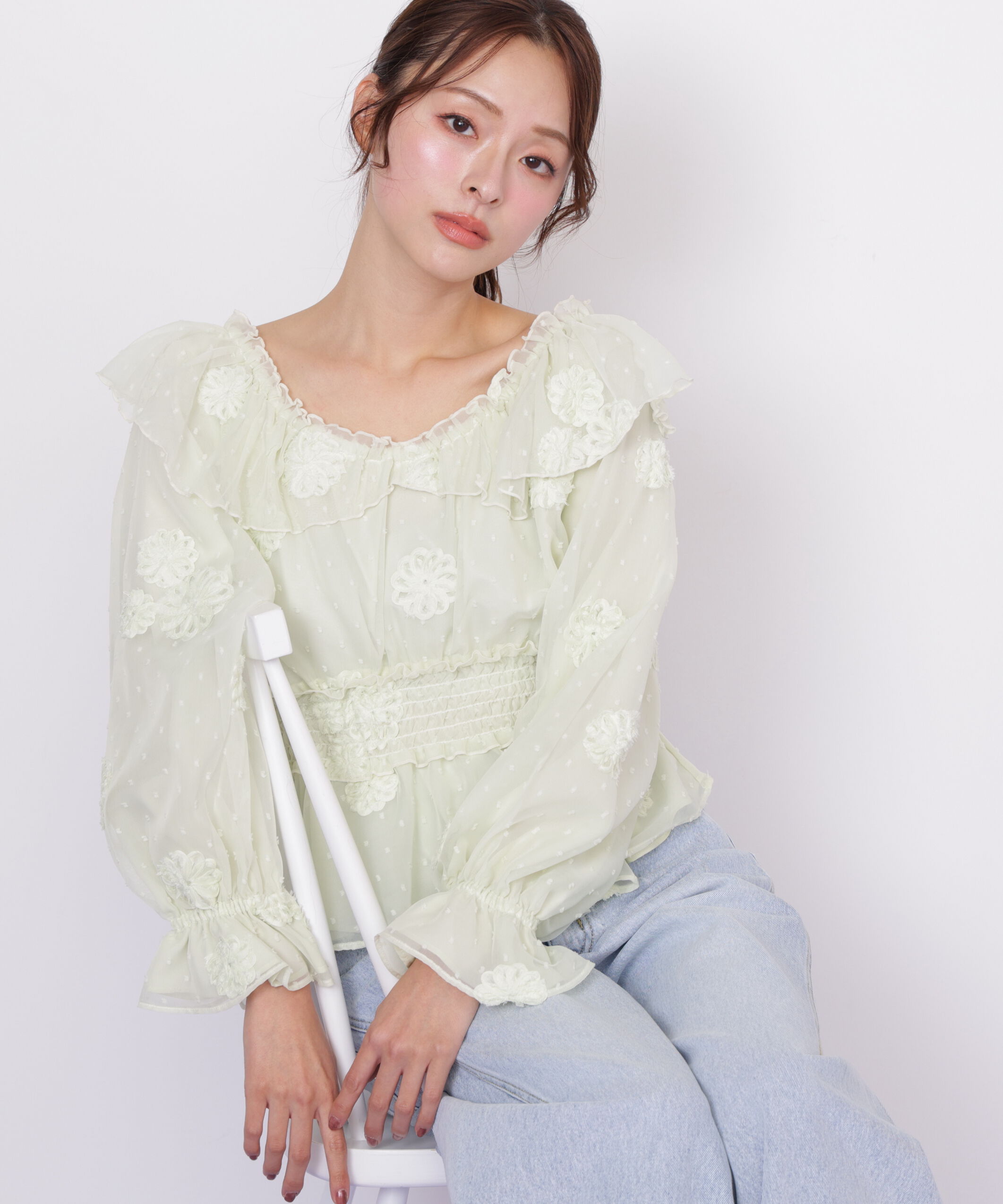  「2way立体レースブラウス」|シャツ・ブラウス|ライム