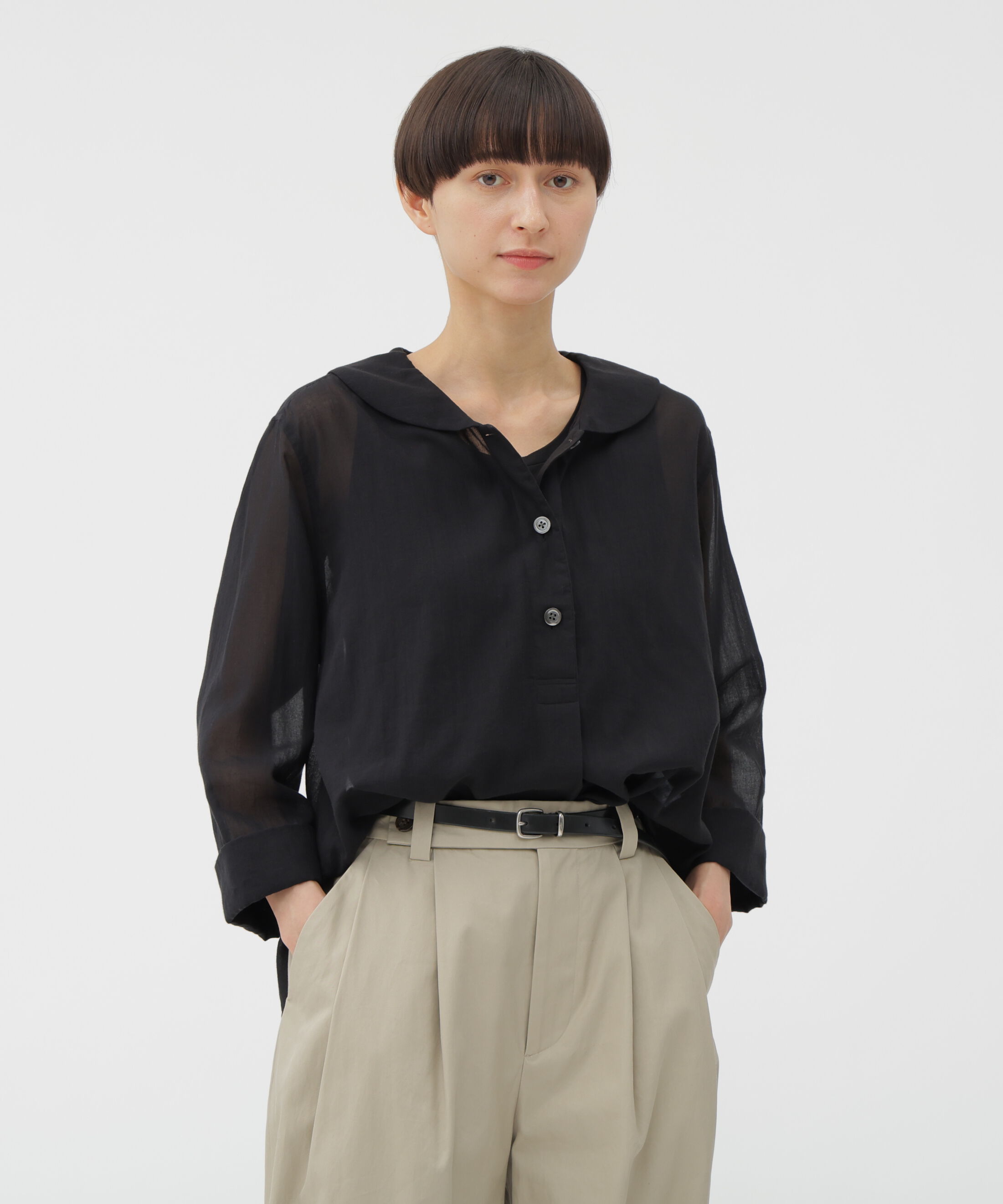  「COTTON SILK CHIFFON SHIRT」|シャツ・ブラウス|BLACK