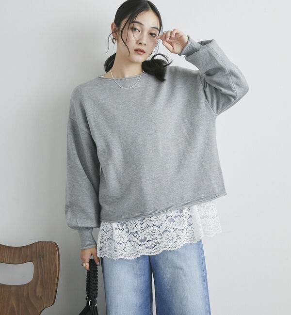 Doux archives「裾レースロンＴｅｅ」|Tシャツ・カットソー|