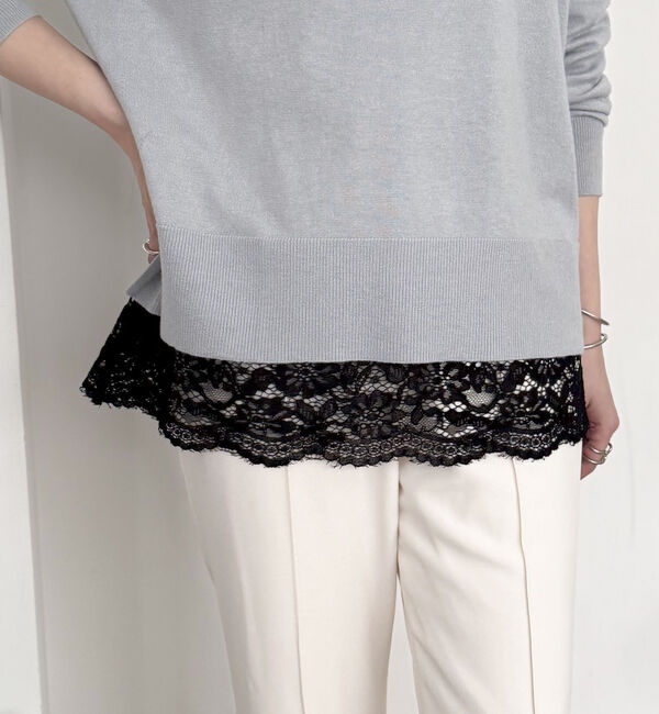 Doux archives「裾レースロンＴｅｅ」|Tシャツ・カットソー|BLACK