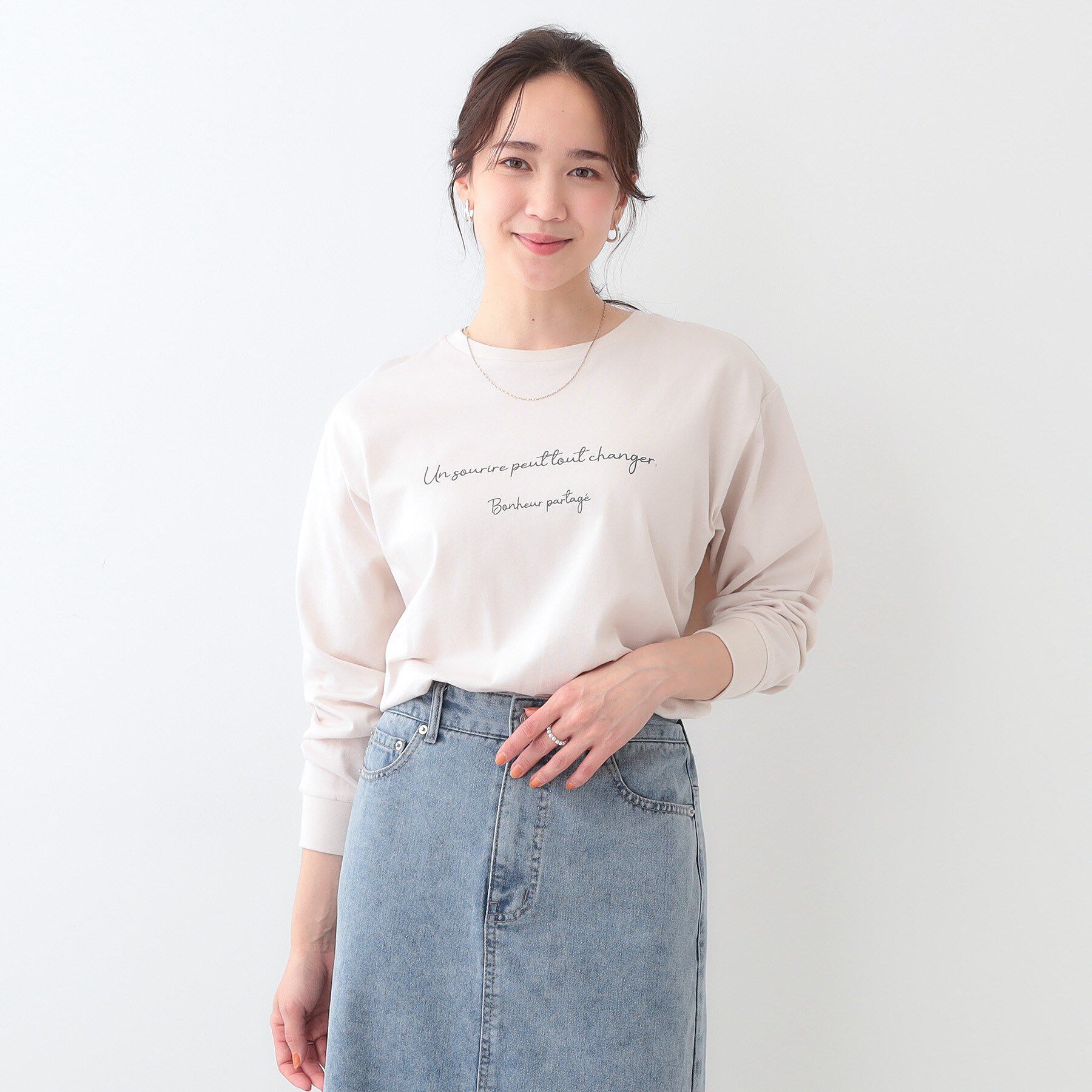 SHOO･LA･RUE「【洗える/S-LL】一枚でもレイヤードでも グラフィック長袖Tシャツ」|Tシャツ・カットソー|