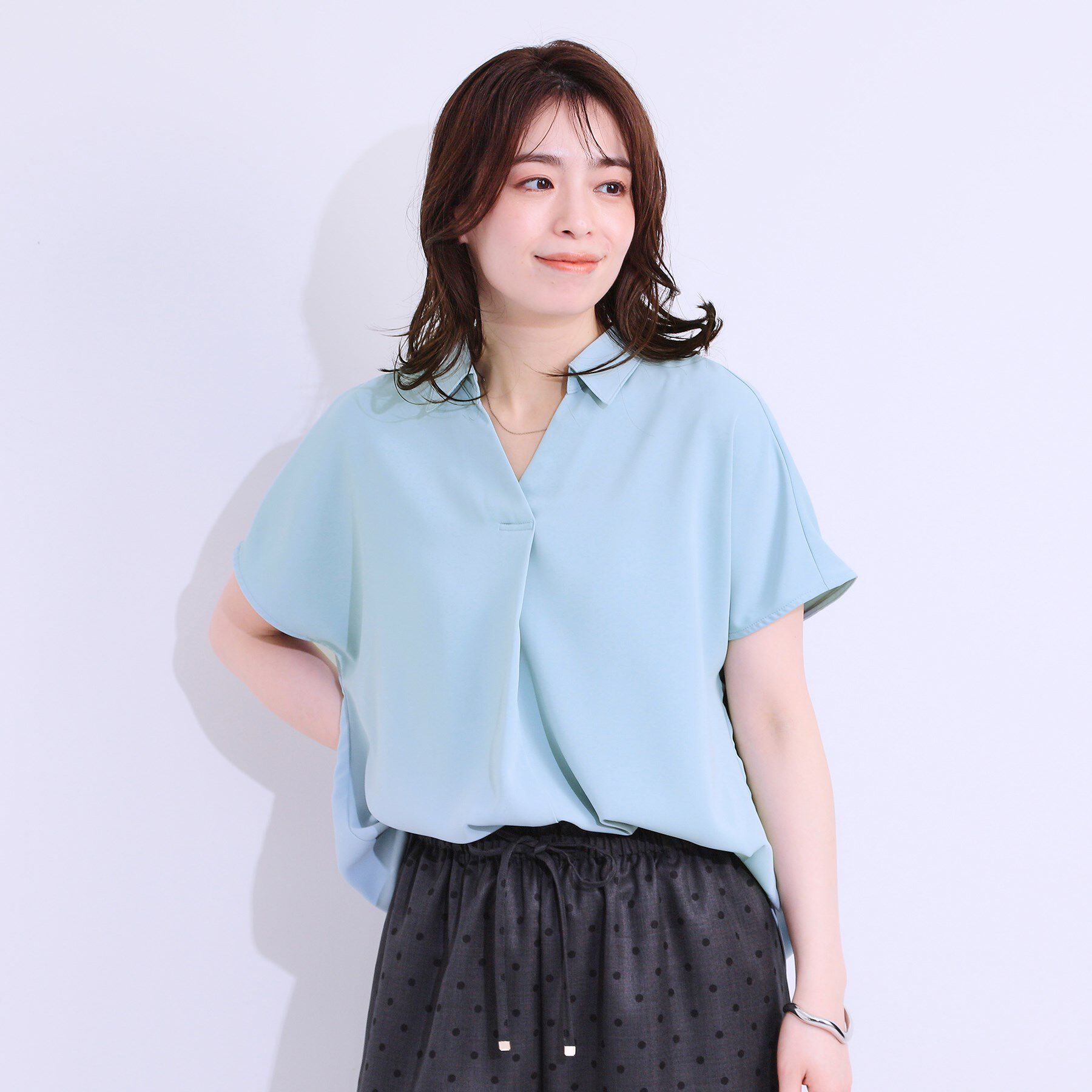 SHOO･LA･RUE「【洗える/S-LL/プチプラ】さらっとすっきりきれい見え スキッパーブラウス」|シャツ・ブラウス|