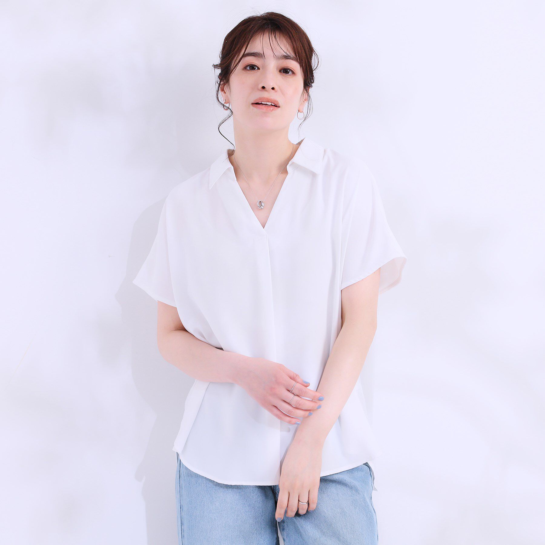 SHOO･LA･RUE「【洗える/S-LL/プチプラ】さらっとすっきりきれい見え スキッパーブラウス」|シャツ・ブラウス|