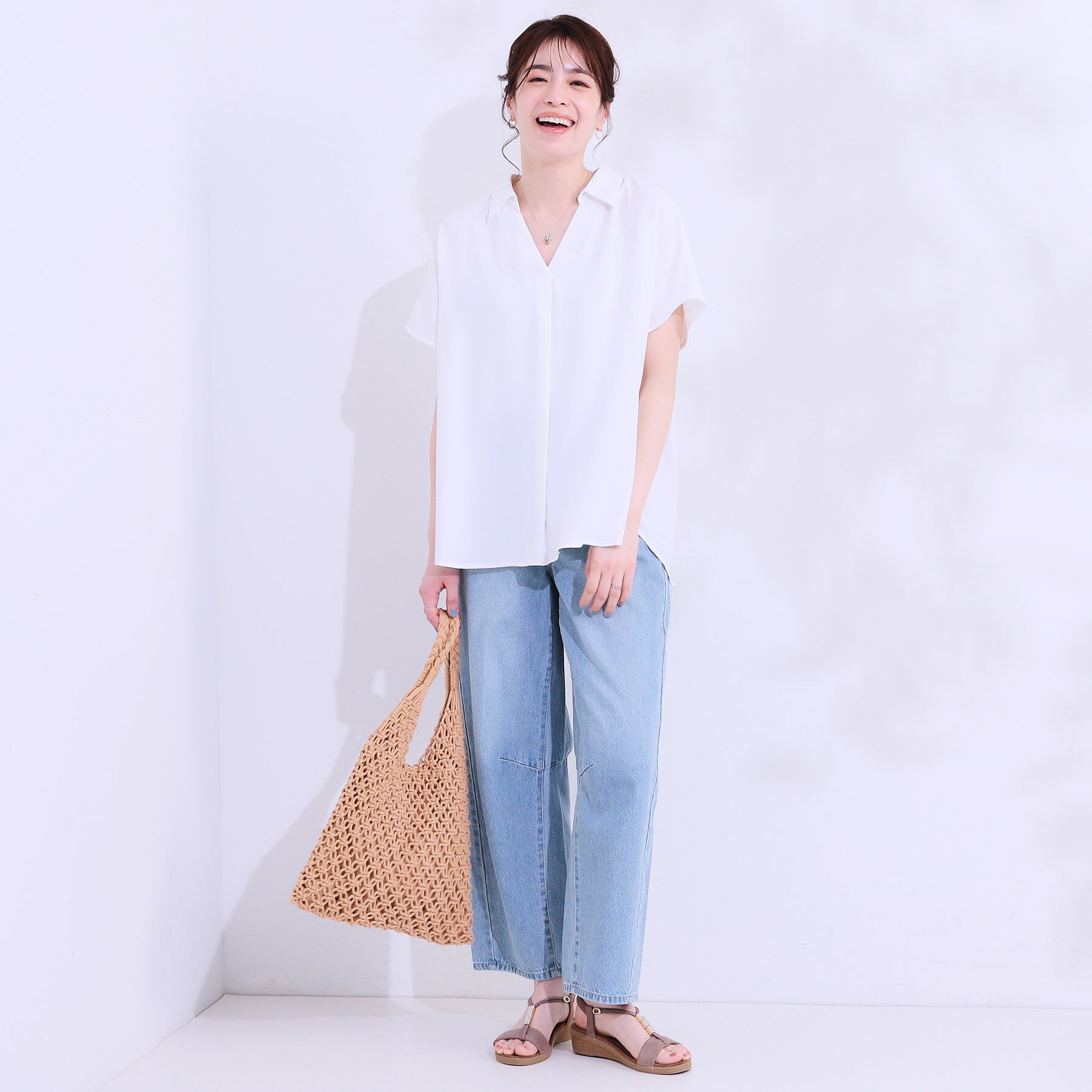 SHOO･LA･RUE「【洗える/S-LL/プチプラ】さらっとすっきりきれい見え スキッパーブラウス」|シャツ・ブラウス|