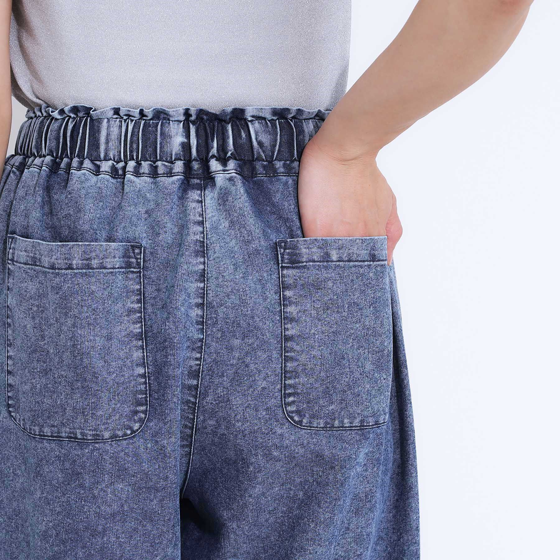 SHOO･LA･RUE「【S-LL】サイドラインがアクセント イージーデニムパンツ」|デニム|