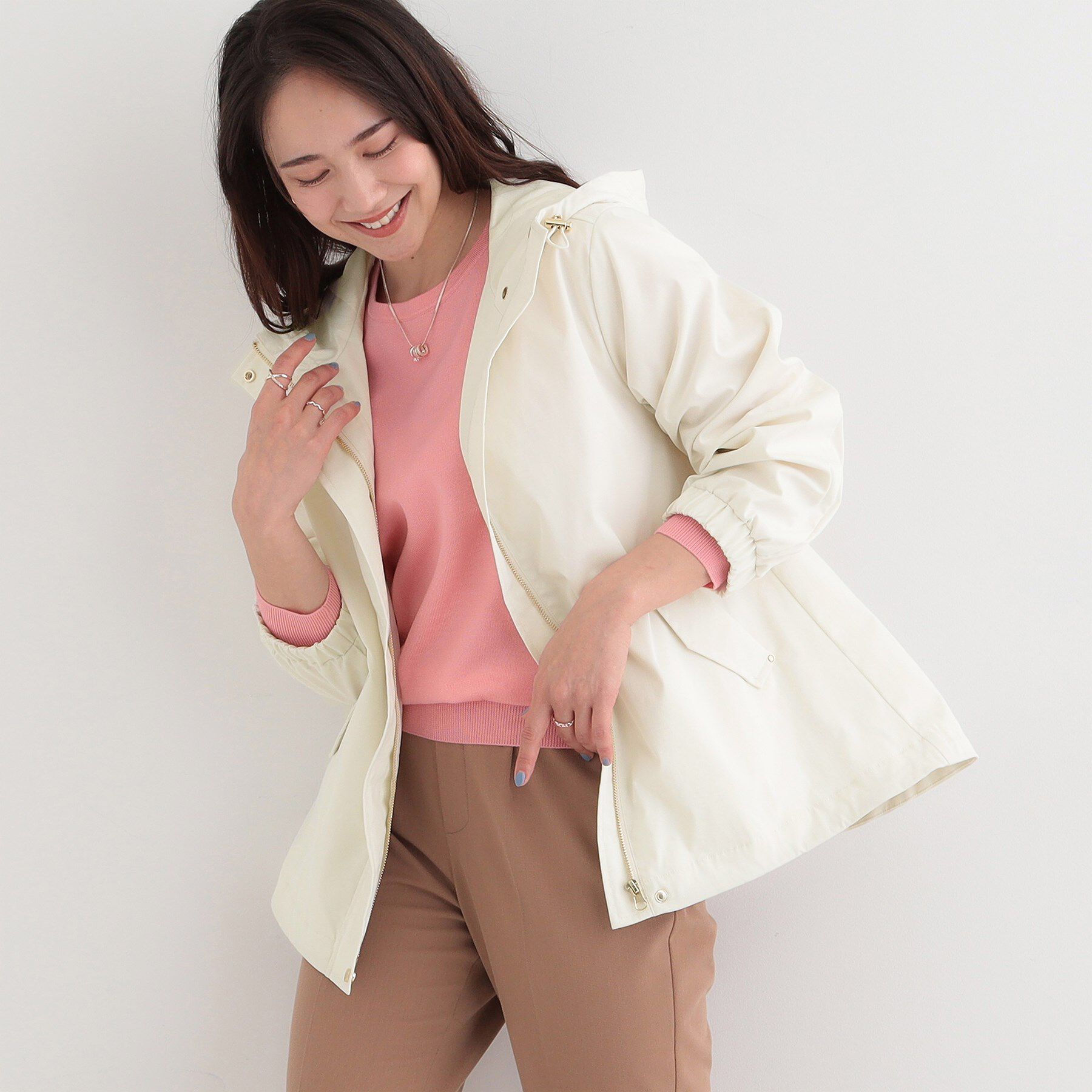 SHOO･LA･RUE「【防花粉/SS-3L】かわいいもかっこいいも叶える 欲張りマウンテンパーカ」|ブルゾン・スタジャン|オフホワイト(003