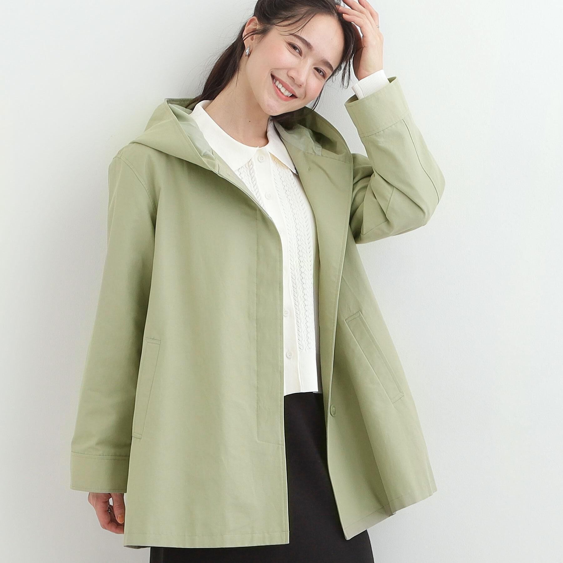 SHOO･LA･RUE「【防花粉/S-LL】ゆったり着られる テントフーディージャケット」|その他|カーキ(027)