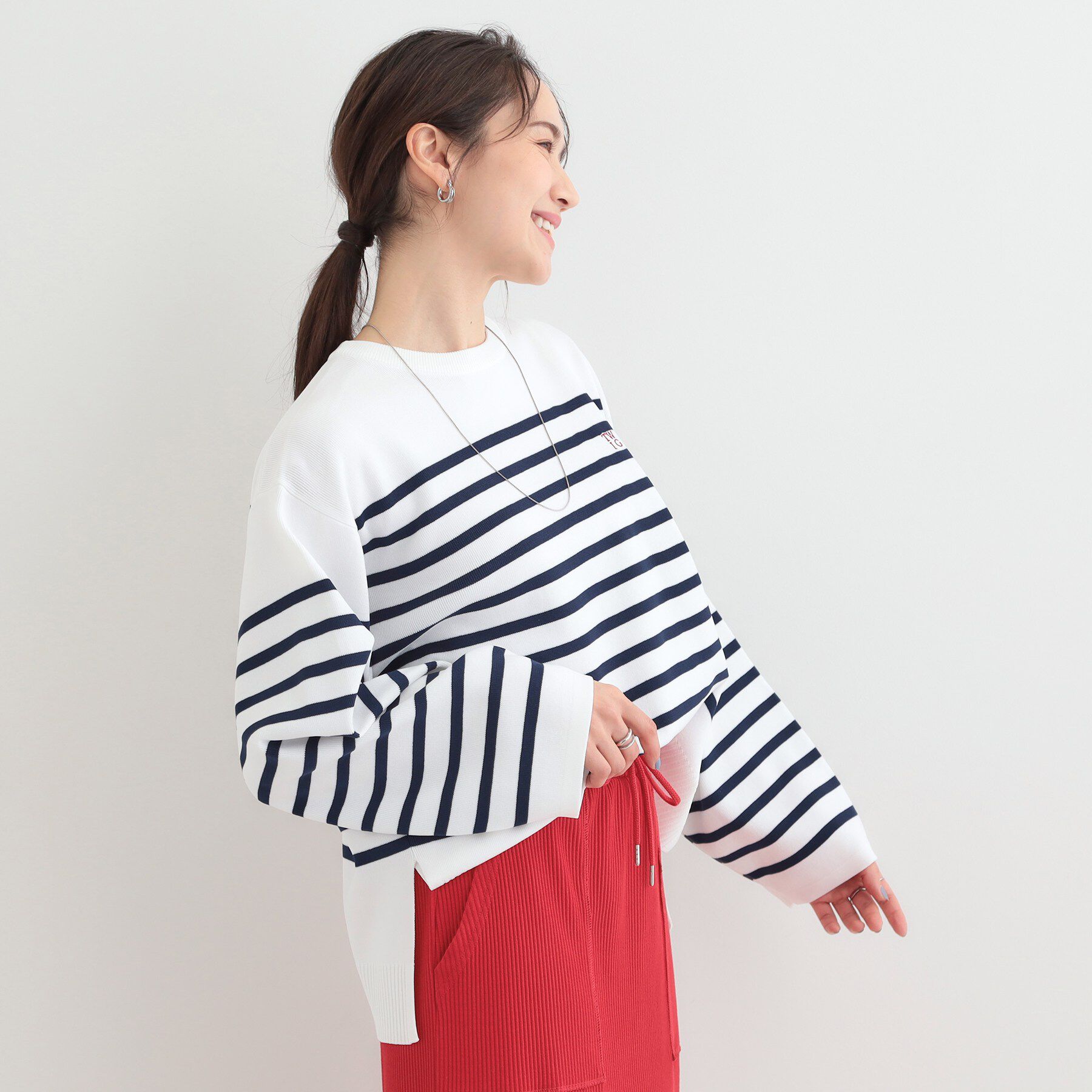 SHOO･LA･RUE「まるでTシャツ 大人カジュアルコーデに最適なボーダーニット」|ニット・セーター|