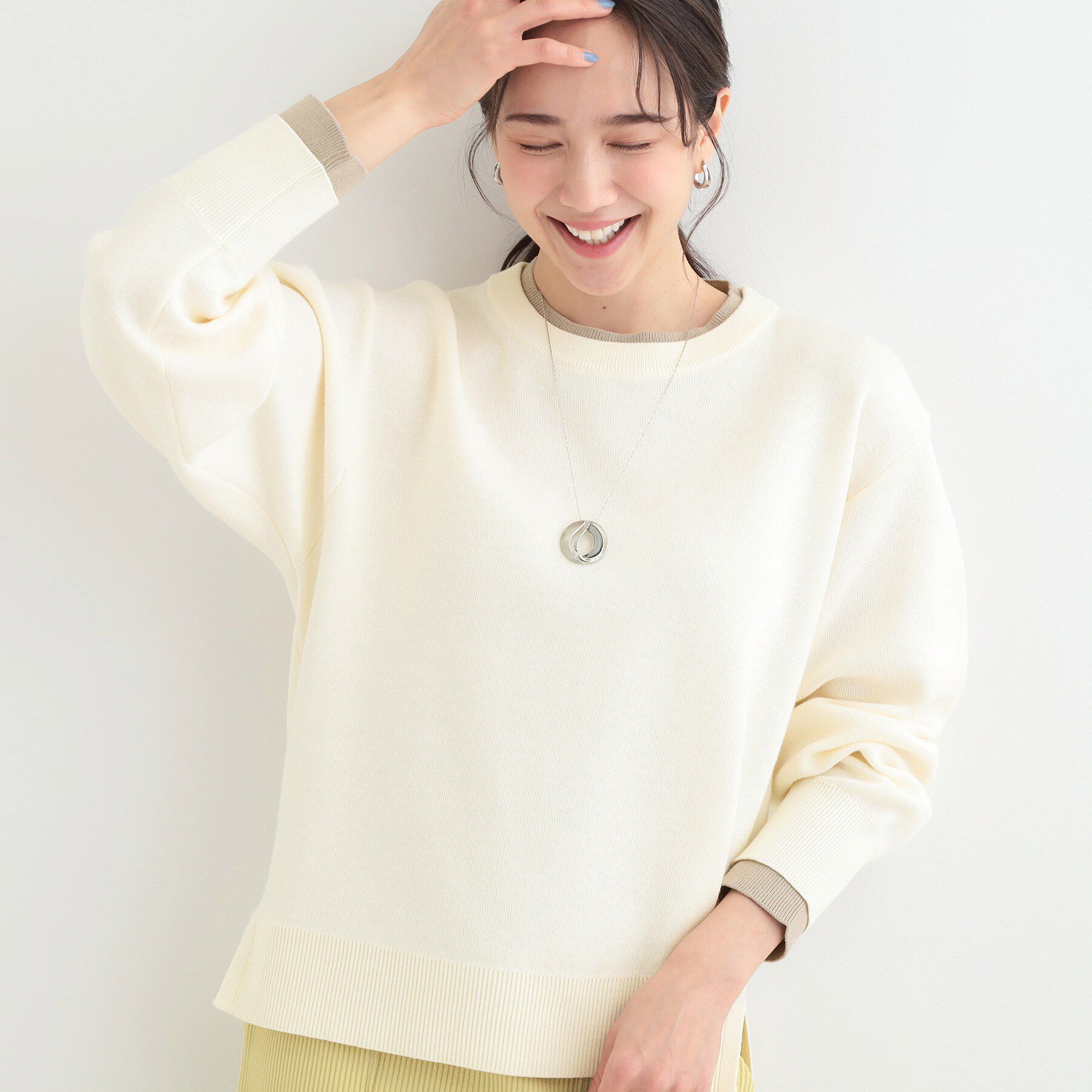 SHOO･LA･RUE「配色が上品 スウェットライクニット」|ニット・セーター|アイボリー(004)